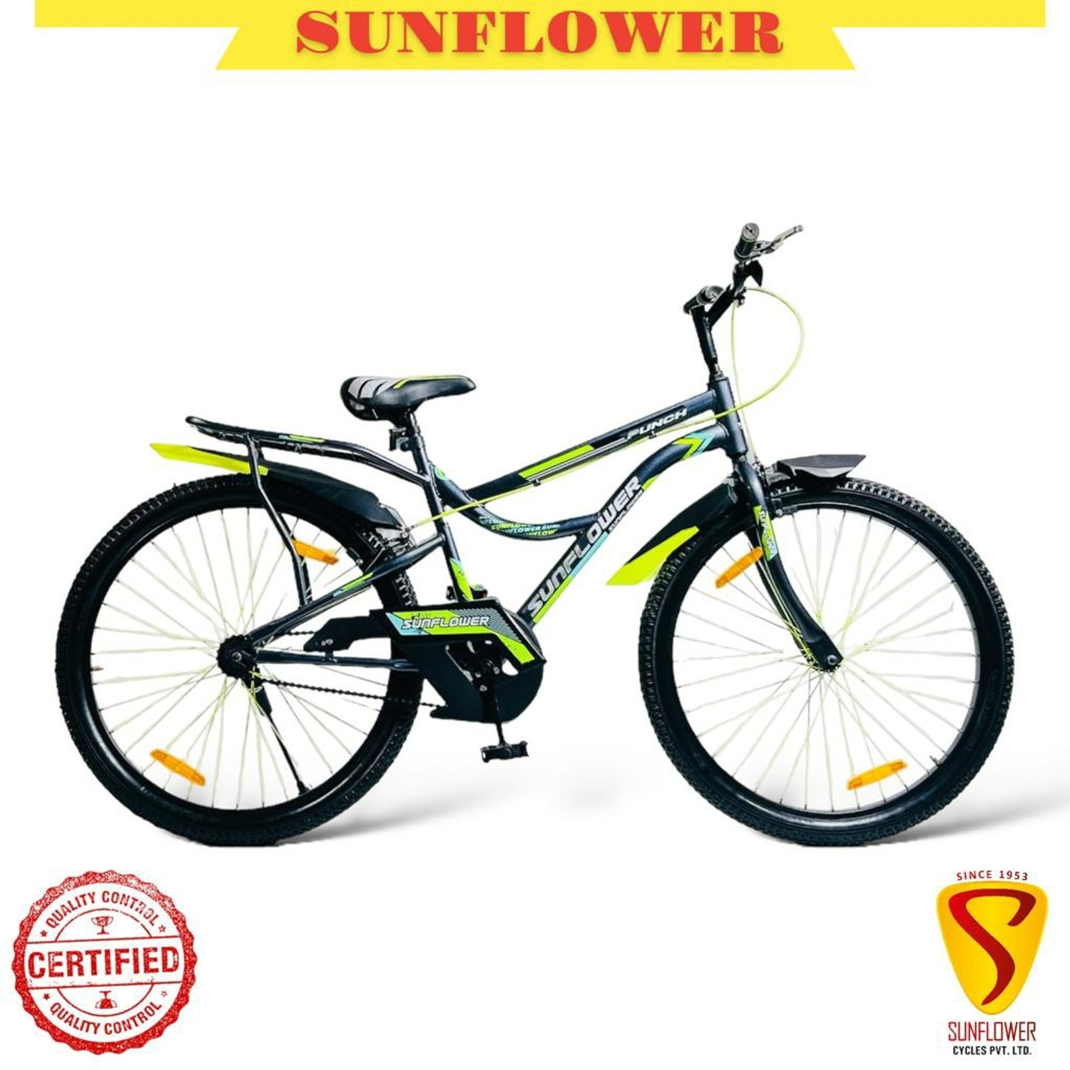 Image of Sunflower Punch 26T with IN-Built Carrier with MTB Cycle for Boys & Girls- 26 T (inch) Mountain Cycle