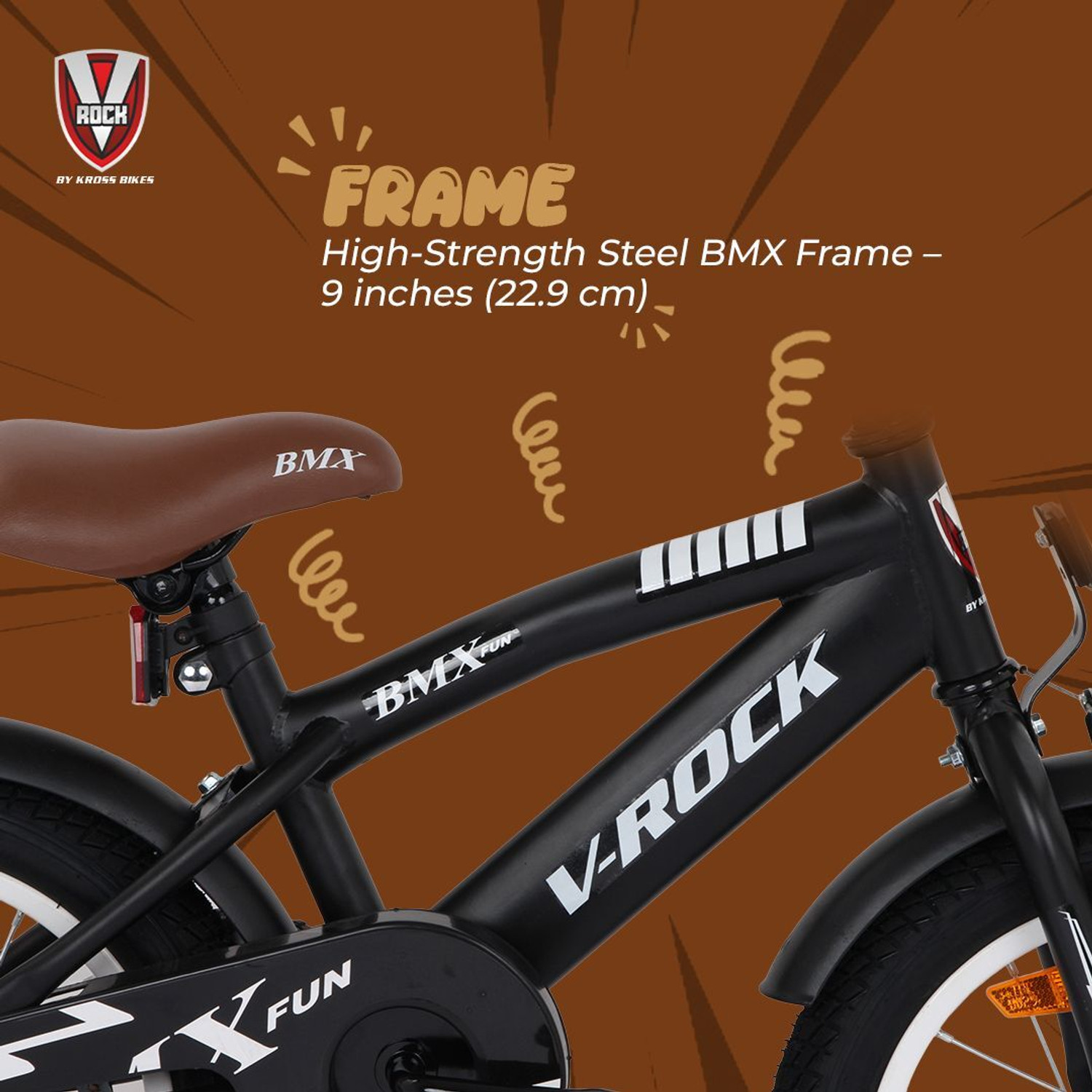 Image of Vrock Bmx Fun 14T Matt Black Kids Bike, Steel Frame, Coaster Hub 14 T (inch) BMX Cycle
