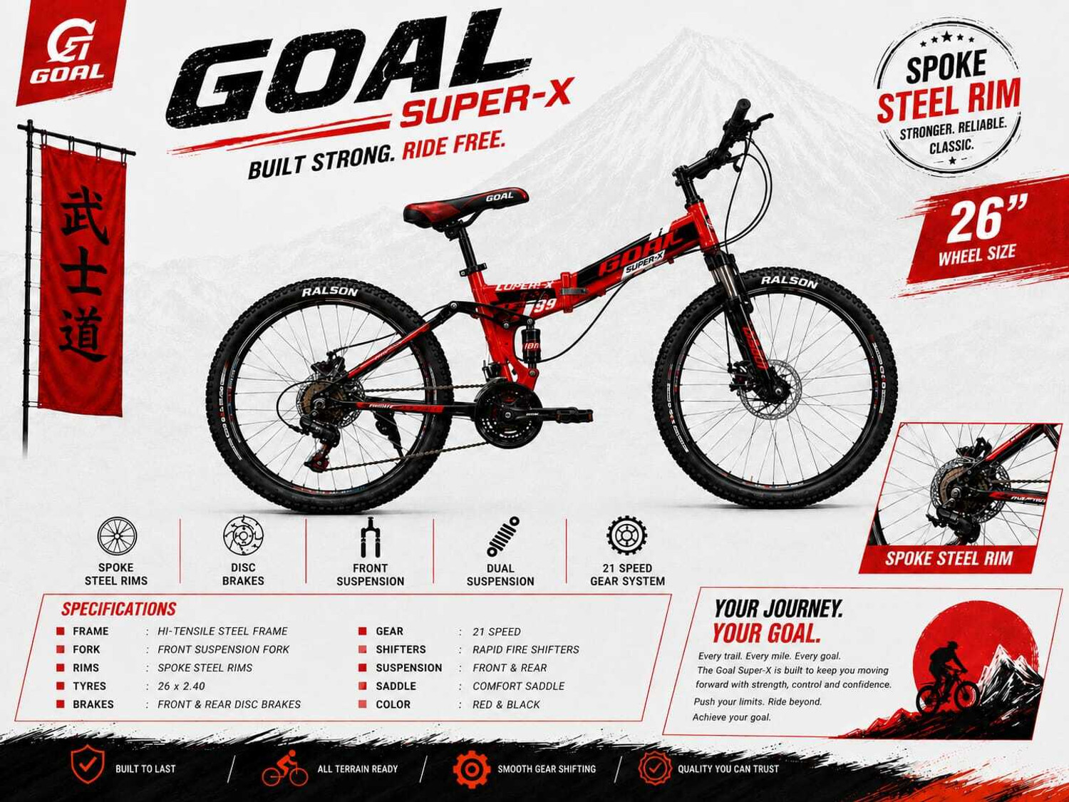 Image of GOAL FOLDING NANO RED 26 T SUPER-X FOLDING BIKES|FOLDING CYCLE 26 T (inch) Folding Bikes /Folding Cycle