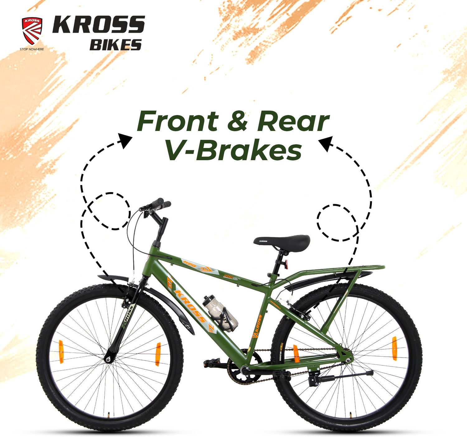 Image of Kross K-2.0 27.5T IBC Steel MTB Bike | Army Green | Single Speed | Front Suspension 27.5 T (inch) Mountain Cycle