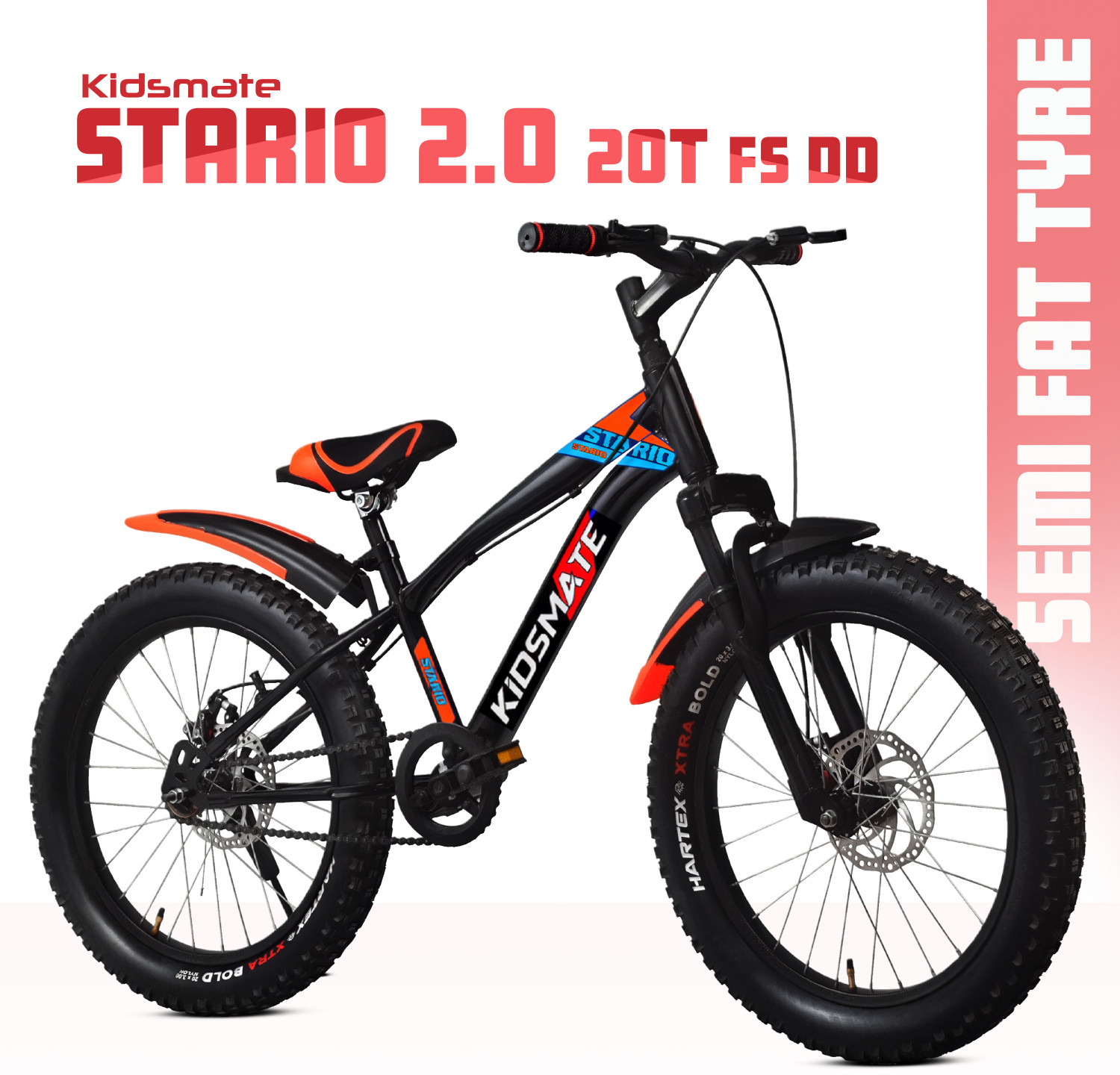 Kidsmate Stario 2.0 Fat Bike 20 x 300 Kids Cycle with Front Suspension & Dual Disc Brake, 20 T (inch) Road Cycle