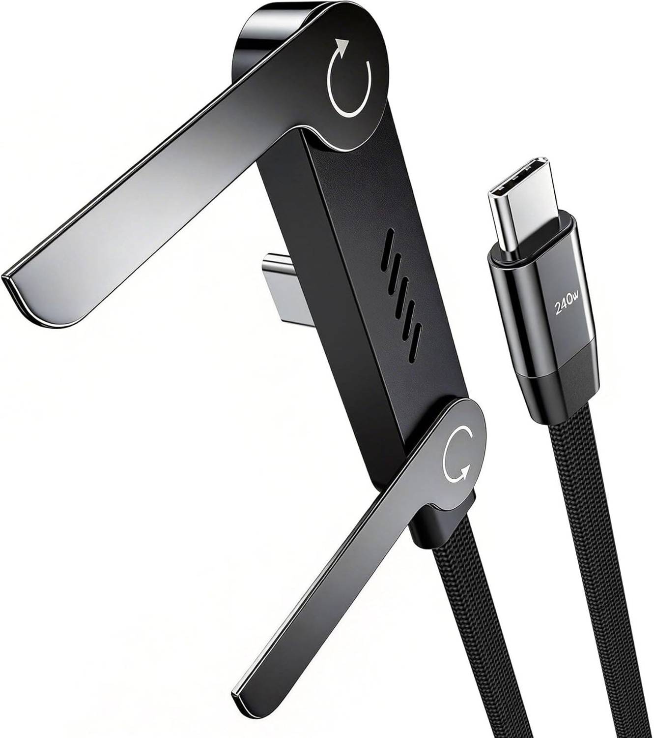 Velmi 2-in-1 Cable 1.5 m Original Invisible Holder Charger Wire, 240W PD USB C to USB C Fast Charging Cable with Adjustable Desk Stand for Home & Office Use