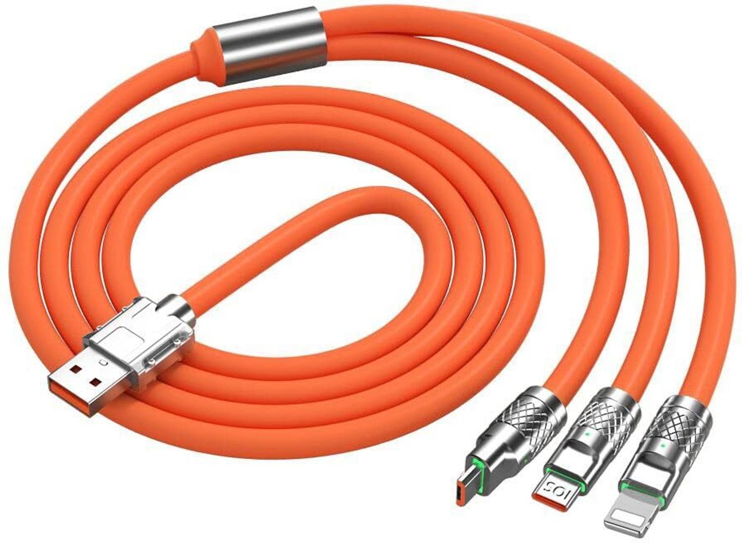 TECHGEAR Magnetic Charging Cable 1.2 m Charger Cable,Fast Charging 3 in1 Charging Cable,Portable Charger Cord with USB Type-C and Micro-USB Port for All Phones and Tablet,Multi Fast Charger Type c Retractable USB c Cable (120W)
