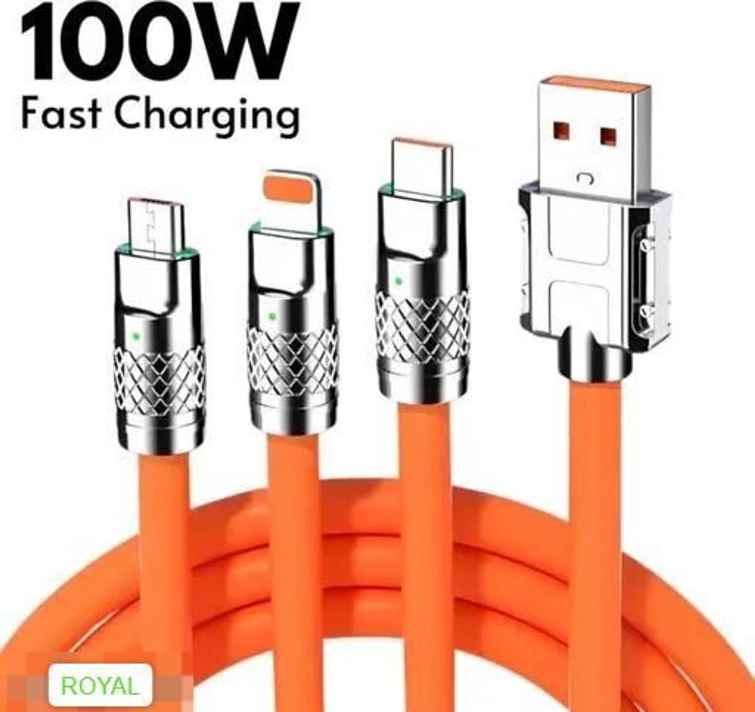 Jhs 3-in-1 Cable 6A 1m Orange - Image 1