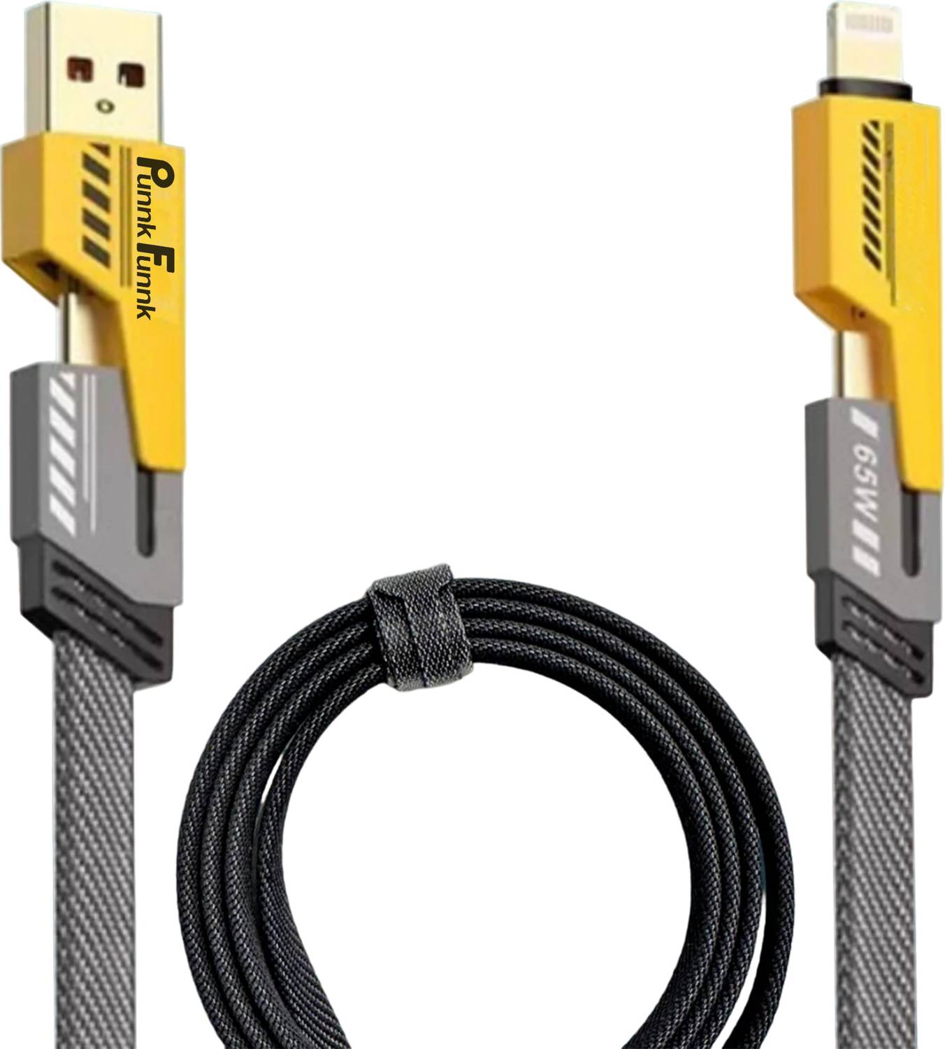 PunnkFunnk 3-in-1 Cable 1.5 A 1.5 m Copper Braiding Type C to Lig