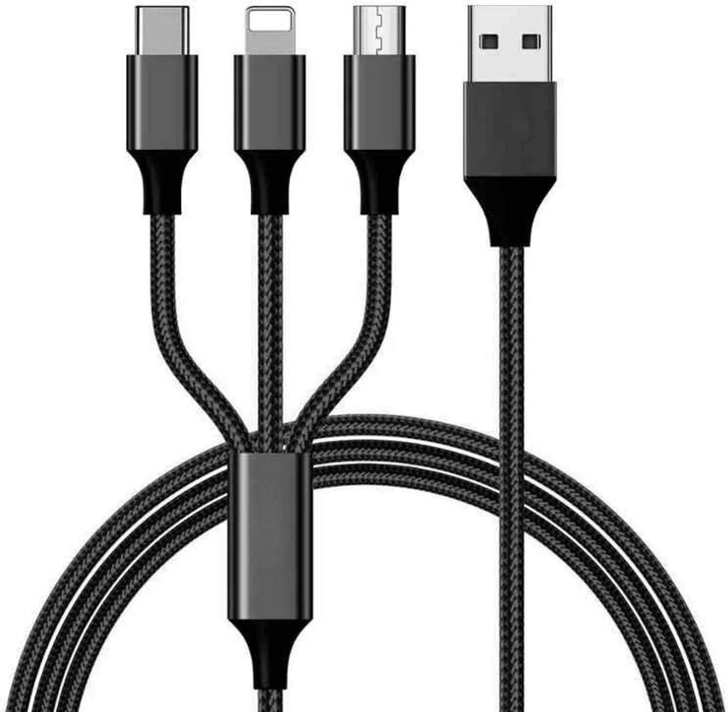 RENTOOR 3-in-1 Cable 1 m USB Phone Cable Charging Cable 3 in 1 Multi USB Cable Multiple Charger Fast Charging Cord Compatible with all phone