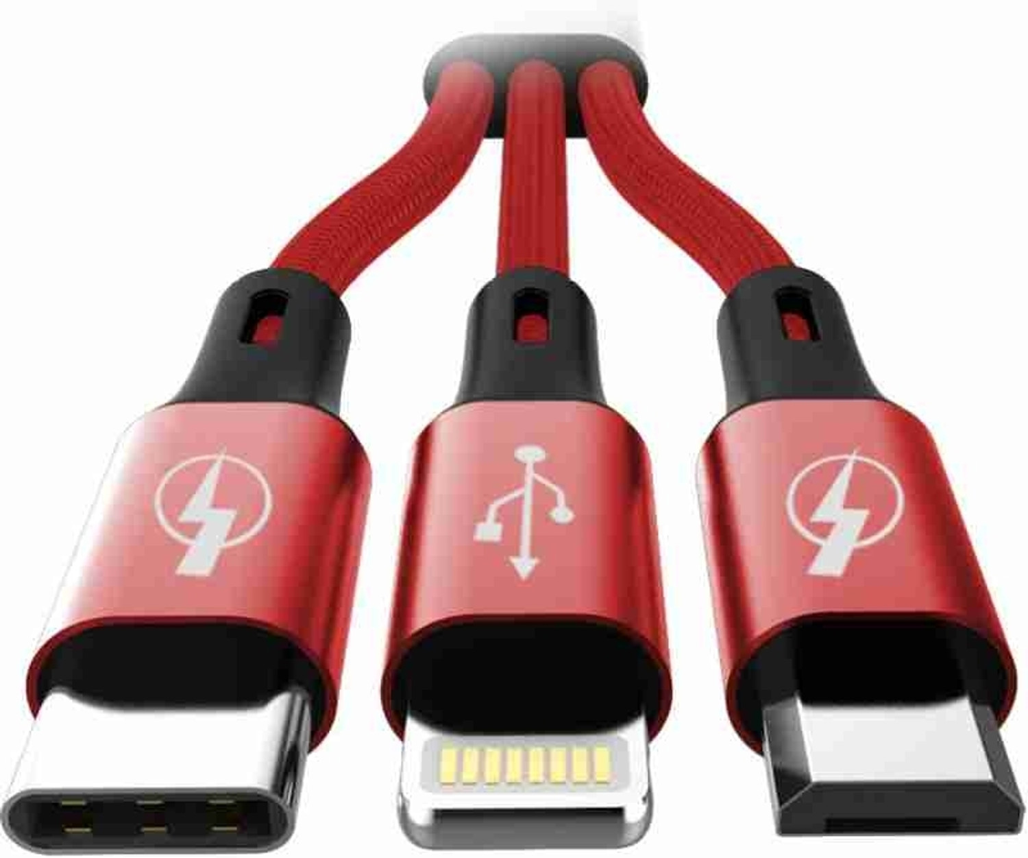 Image of URBANBEATS 3-in-1 Cable 1.5 m Ub175 red 3 in one high quality data cable