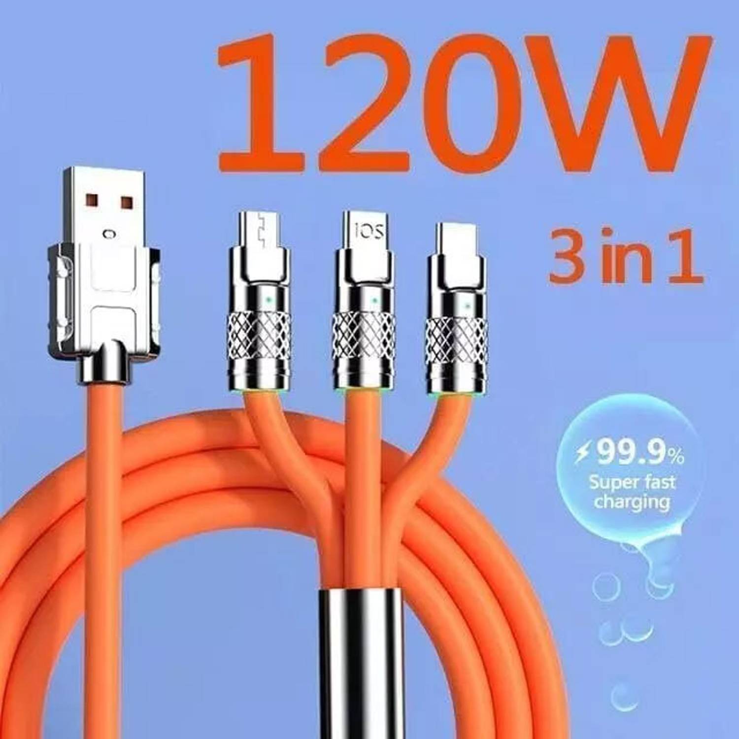 RENTOOR 3-in-1 1m Charger Cable - Image 2