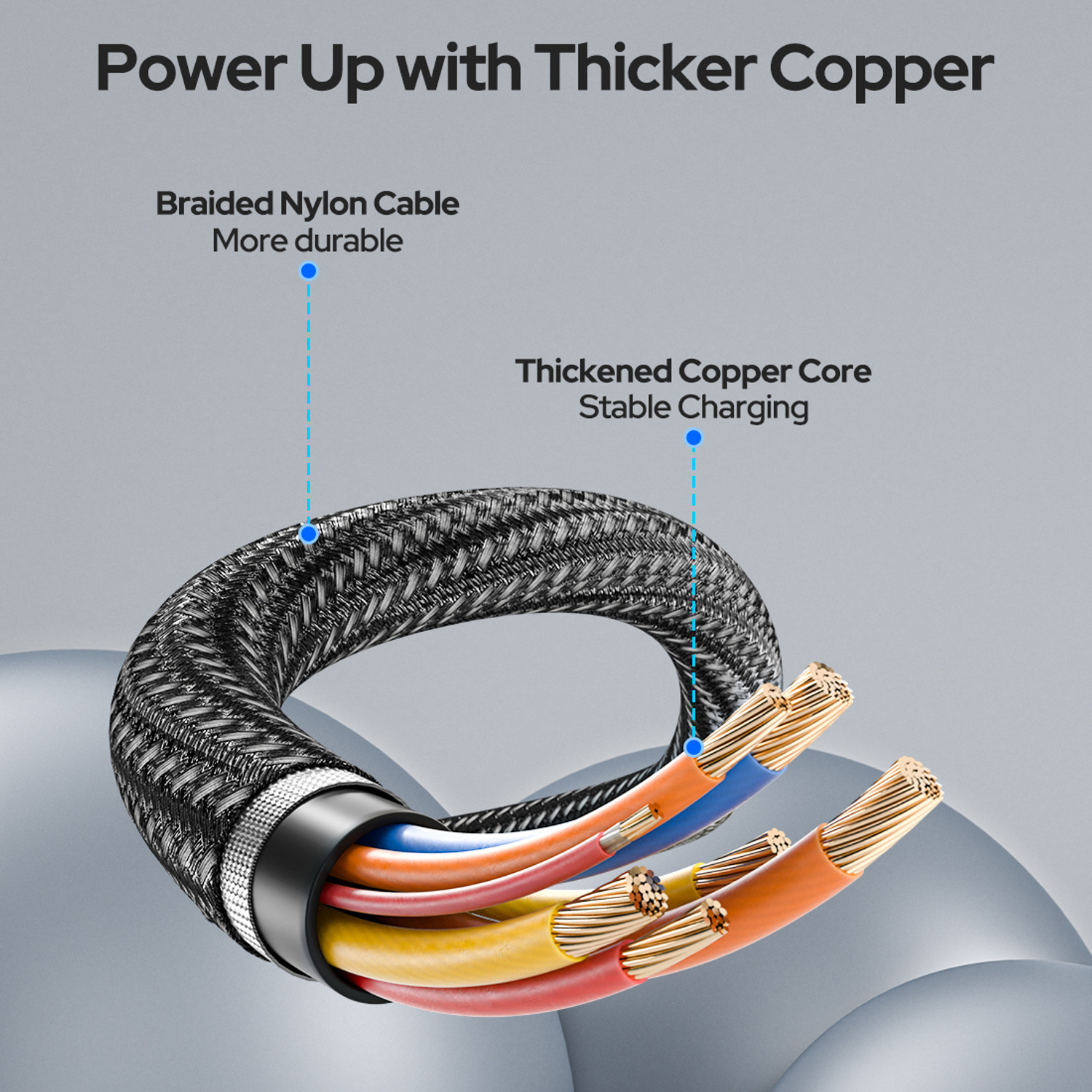 Image of Costar 3-in-1 Cable 3 A 1.5 m Nylon Braided 60W Multi Fast Charging Cable with Lightning, Type-C, Micro USB