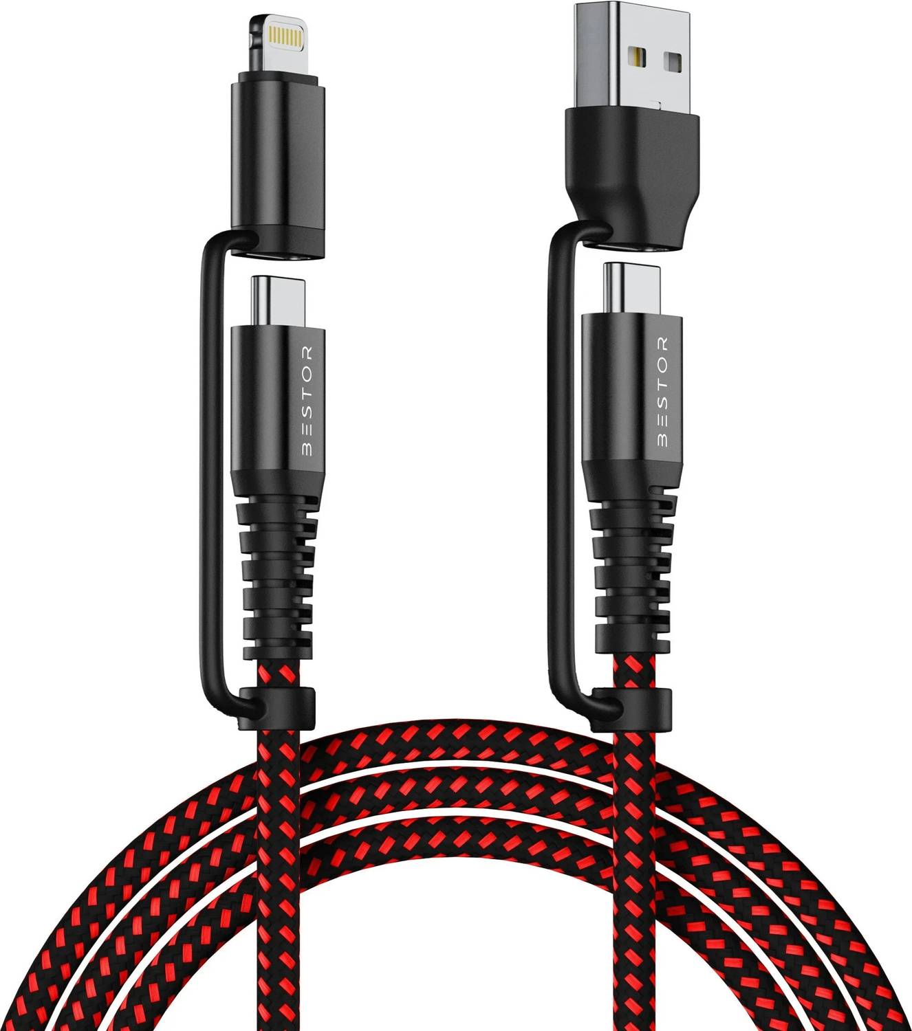 Bestor 4-in-1 Cable 1.2 m 4-in-1 Type-C & Lightning with 65W Fast Charging, 480Mbps Data Sync