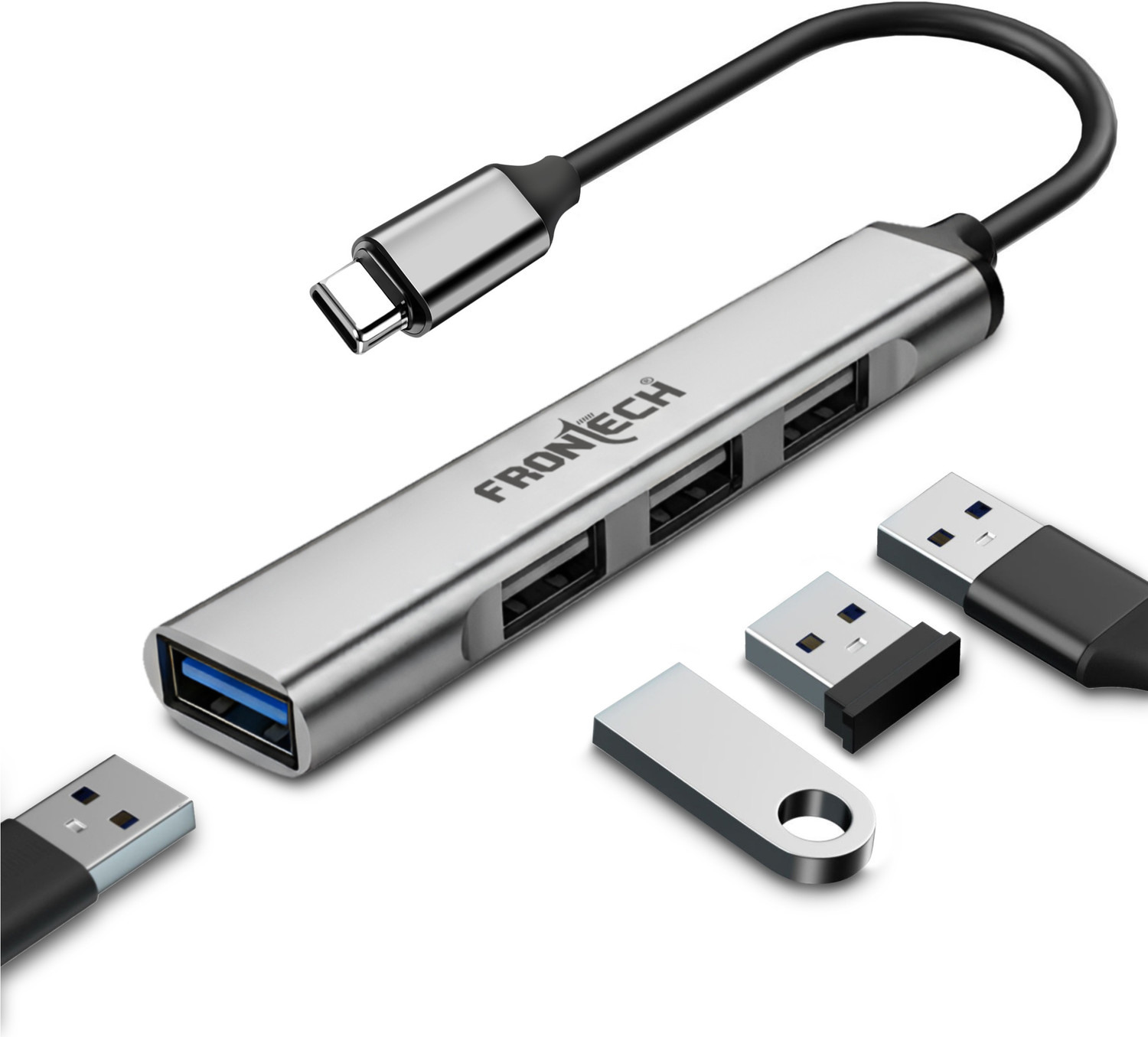 Image of Frontech 4 in 1 Slim Multiport HUB Dock | 1xUSB 3.0 /3xUSB 2.0 | Compact Metal Design | NC 0041 USB Hub