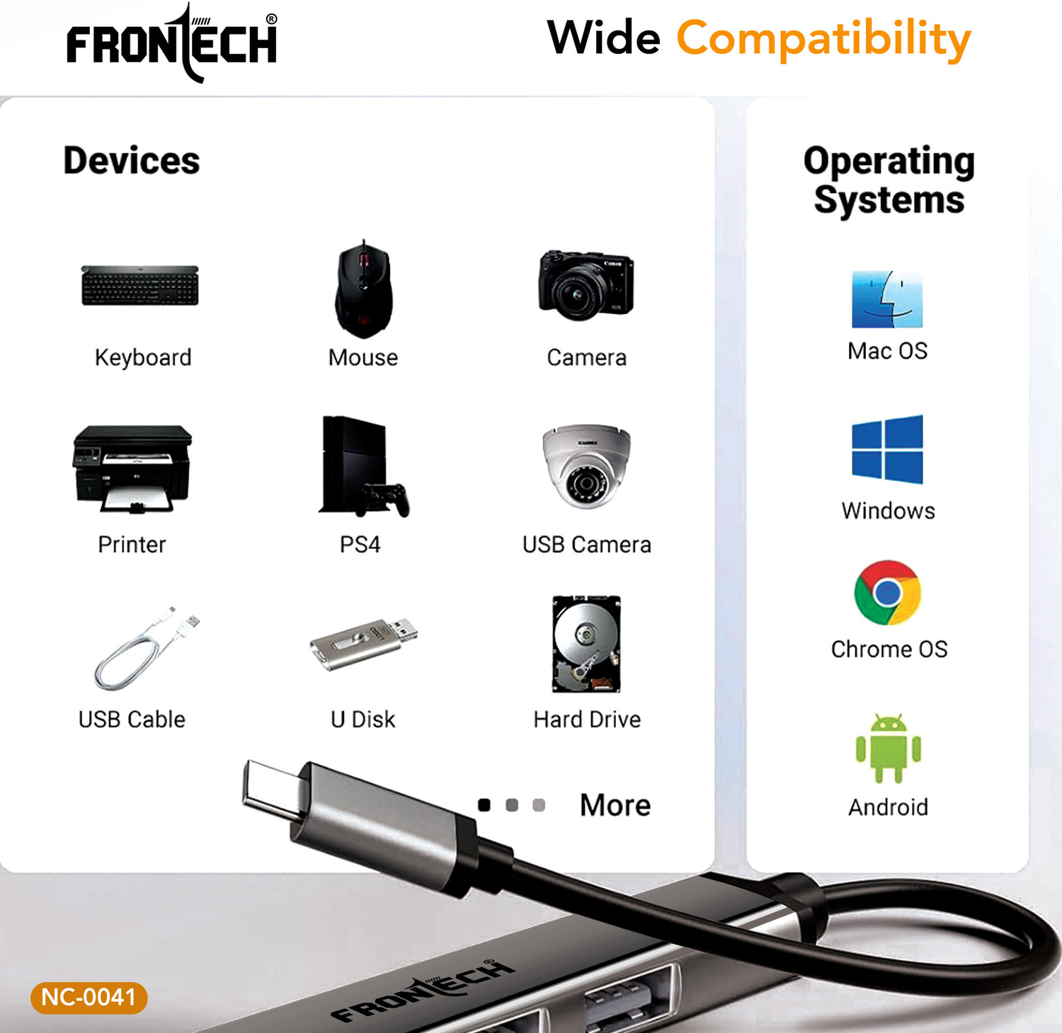 Image of Frontech 4 in 1 Slim Multiport HUB Dock | 1xUSB 3.0 /3xUSB 2.0 | Compact Metal Design | NC 0041 USB Hub