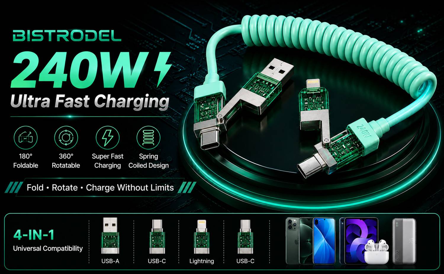 Bistrodel 4-in-1 2m 240W Fast Charging Cable - Image 2