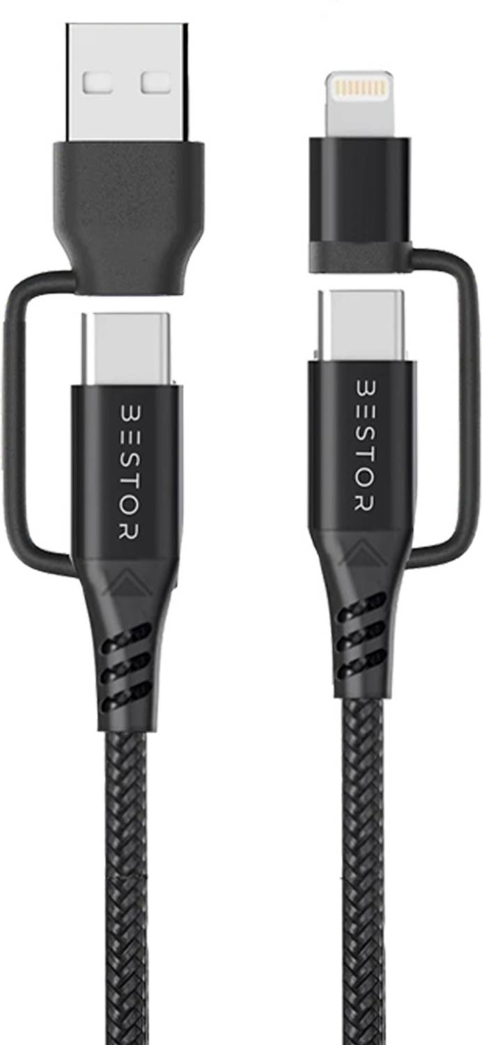 Bestor 4-in-1 Cable 1.5 m Type-C & Lightning with 60W Fast Charging, 480Mbps Data Sync