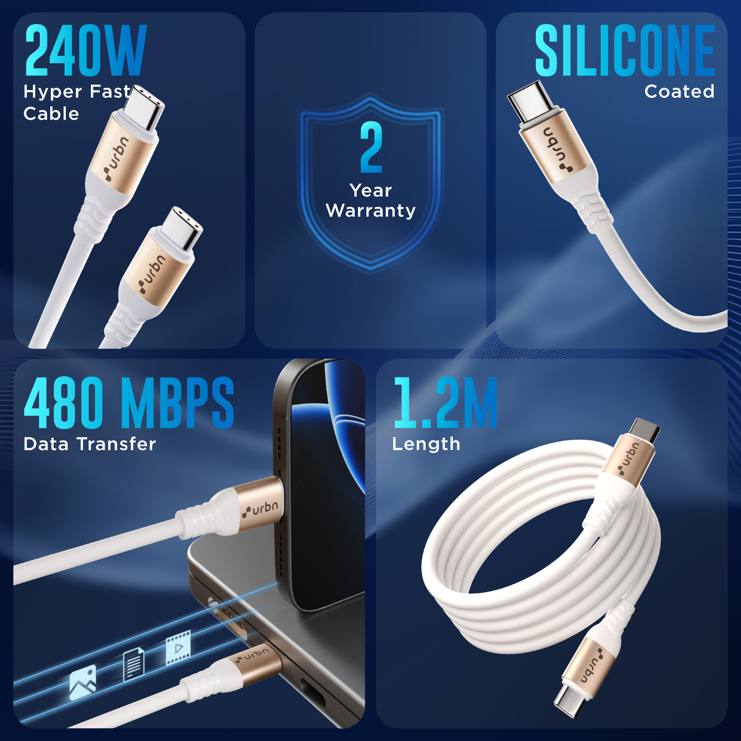 Image of URBN USB Type C Cable 1.2 m UPC258