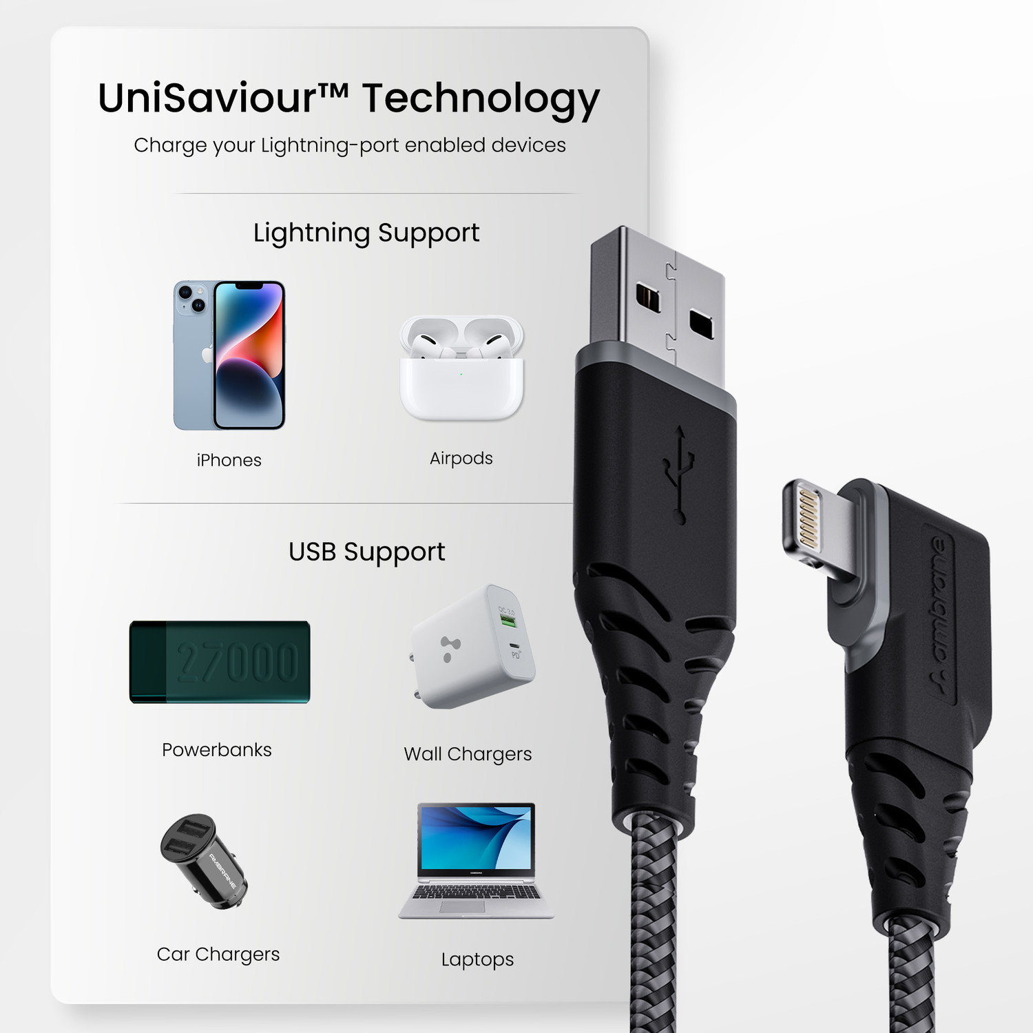 Image of Ambrane Lightning Cable 2 A 1.25 m ABLL-125