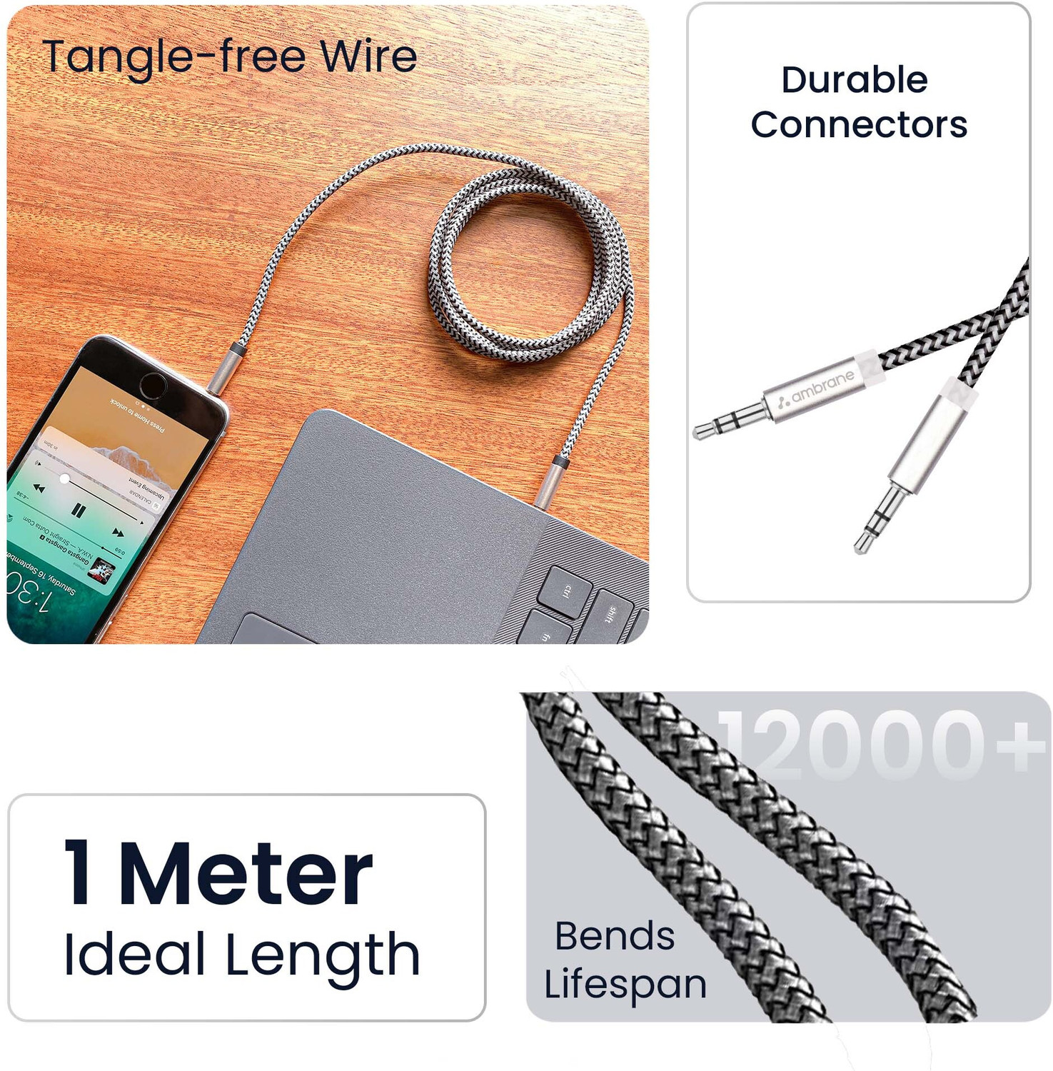 Image of Ambrane AUX Cable 1 m ABCAX 10
