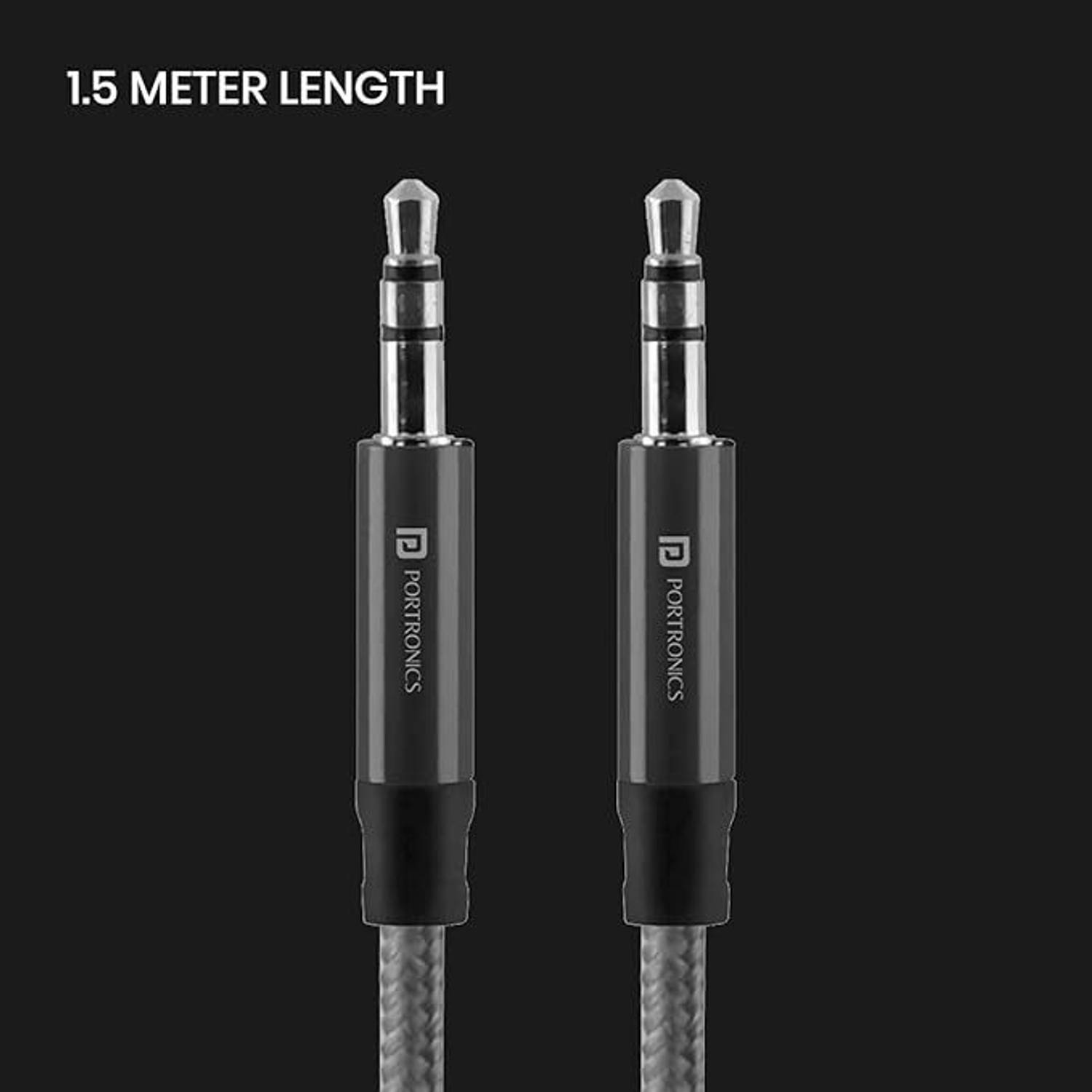 Portronics Konnect Aux 5 - Aux Cable Nylon Braided 1.5M 3.5MM
