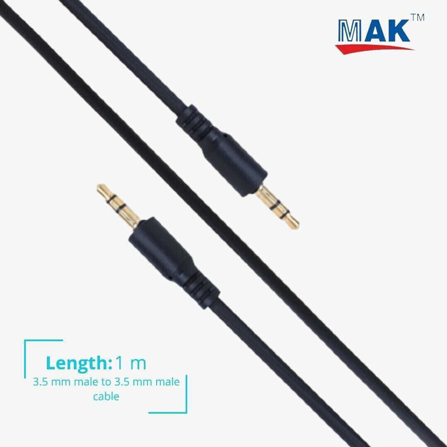 Image of MAK AUX Cable 1 m MX-121 3.5mm Male to Male Stereo Audio Aux Cable With Gold Plated Connectors- 1M (Black)