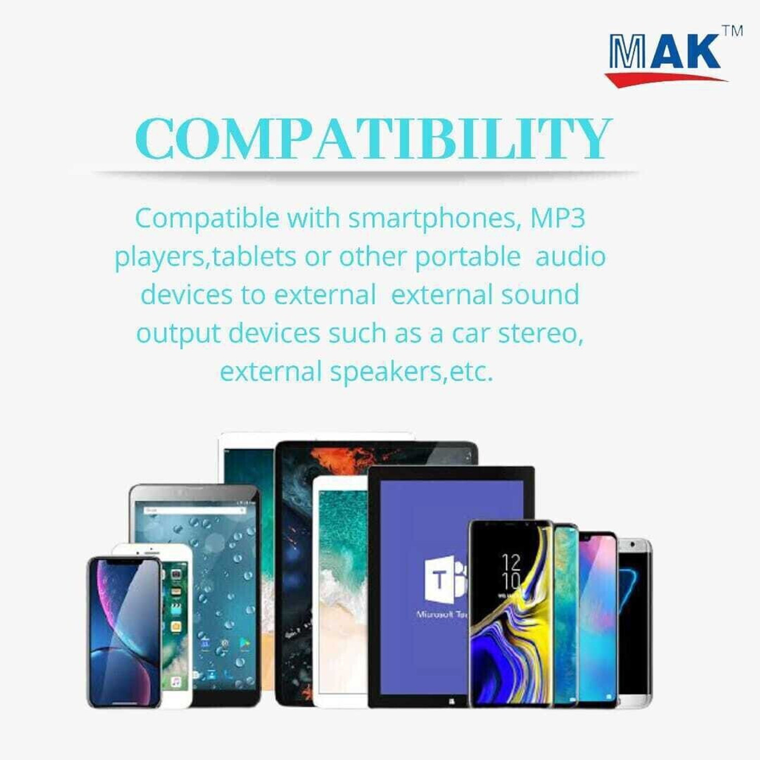 Image of MAK AUX Cable 1 m MX-121 3.5mm Male to Male Stereo Audio Aux Cable With Gold Plated Connectors- 1M (Black)