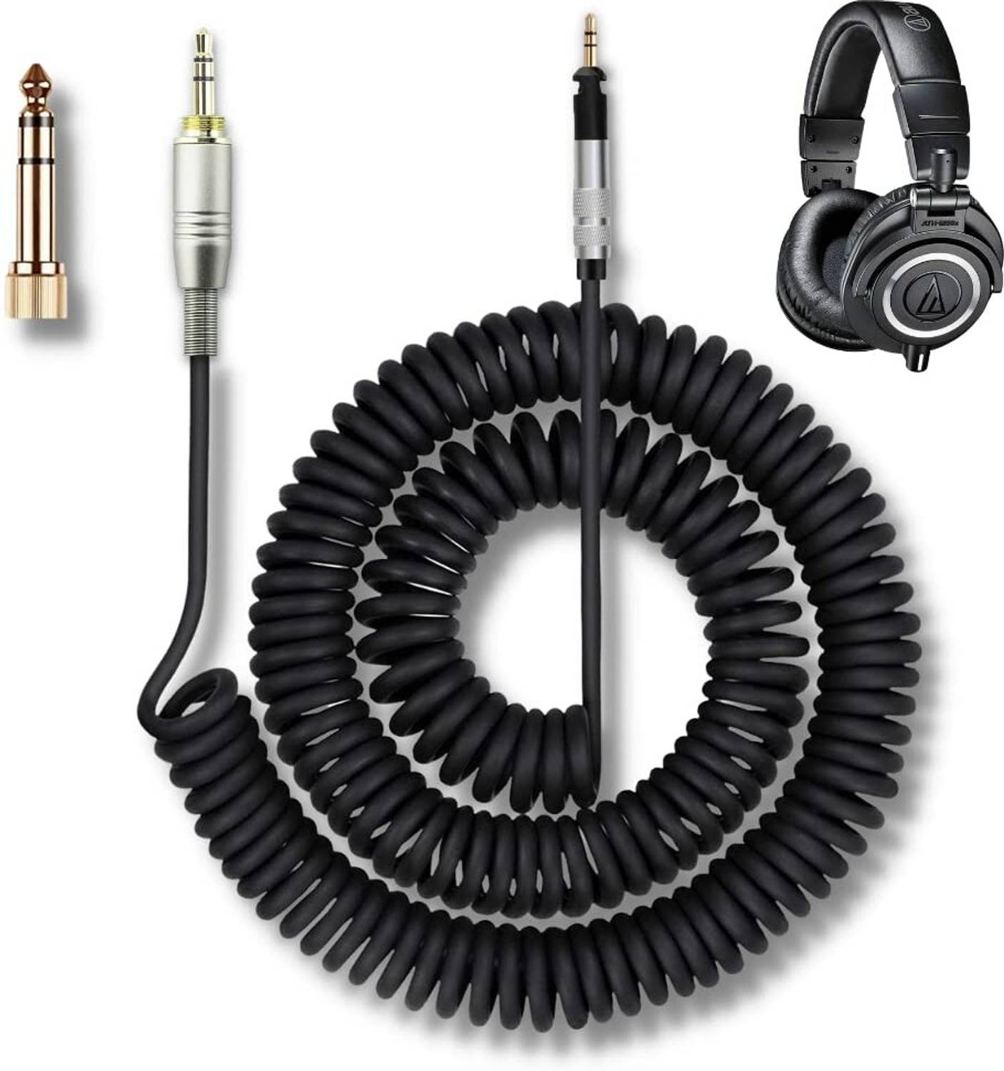 Crysendo AUX Cable 3 m 1.7m Coiled Audio Cable For Audio-Technica