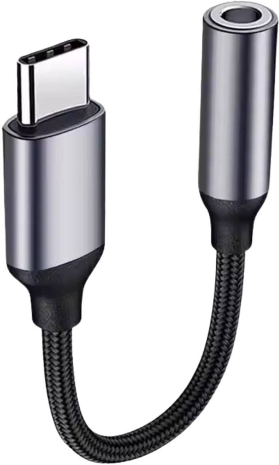 Aliens AUX Cable 1 A 0.12 m Aluminum Foil Type C to 3.5mm Audio Jack Cable, DAC Headphone/Earphone Converter Adapter| Hi-Fi Stereo Aux Cable Nylon Braided Material
