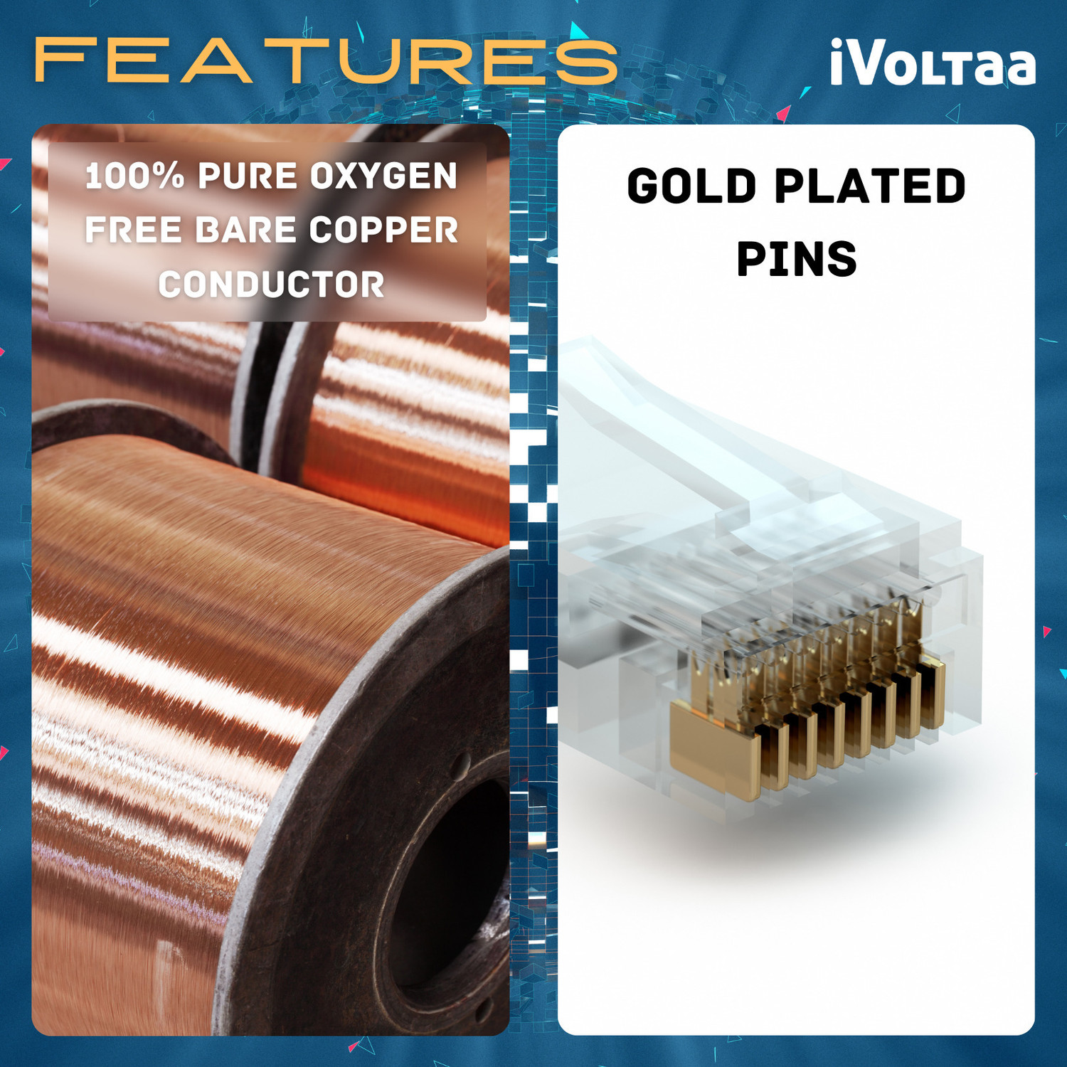 Image of iVoltaa Ethernet Cable 6 m Metal Braided CAT-8 SSTP 40 Gbps Dual Shielded+