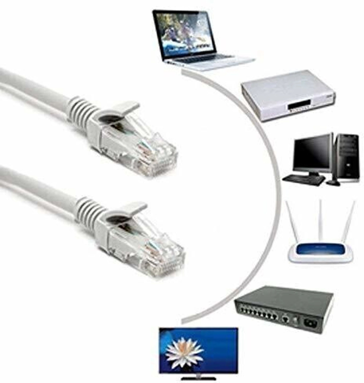 Image of PAC Ethernet Cable 30 m Patch Cord CAT6e (Compatible with Office, Home, Data centre, Server room, Home theatre, Hospital, meeting room, conference room, Grey, RJ-45 To RJ-45)