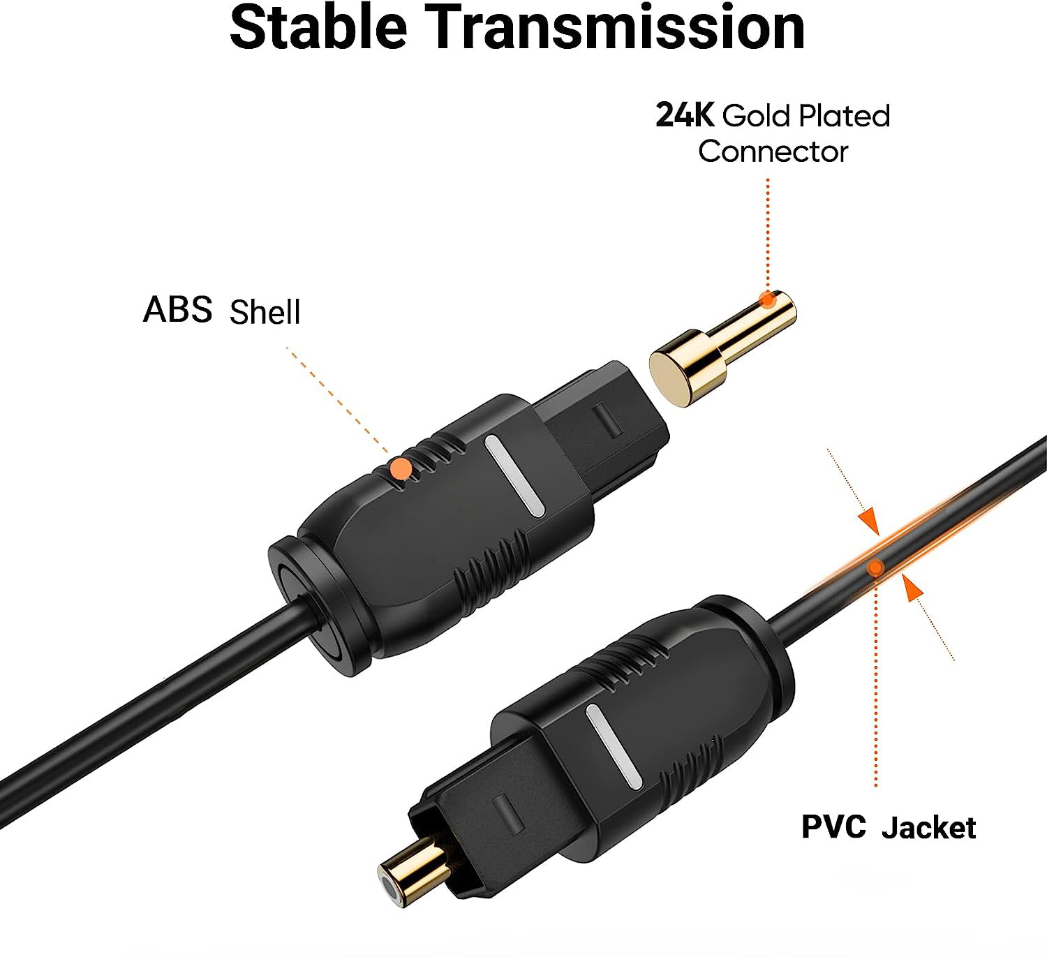 Image of Tobo Fiber Optical Cable 1 m Optical Digital Audio Cable Fiber Optic Toslink Gold Plated Optical TD-673OC