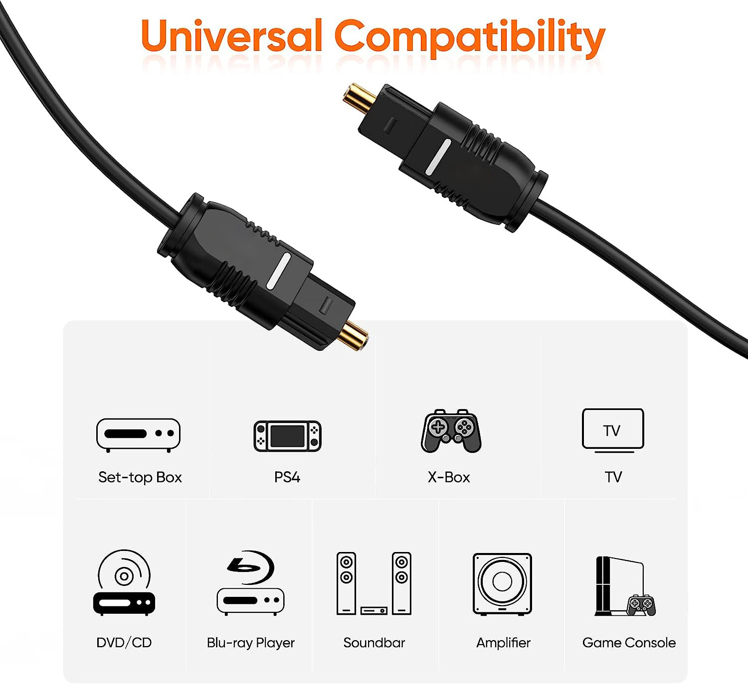 Image of Tobo Fiber Optical Cable 1 m Optical Digital Audio Cable Fiber Optic Toslink Gold Plated Optical TD-673OC