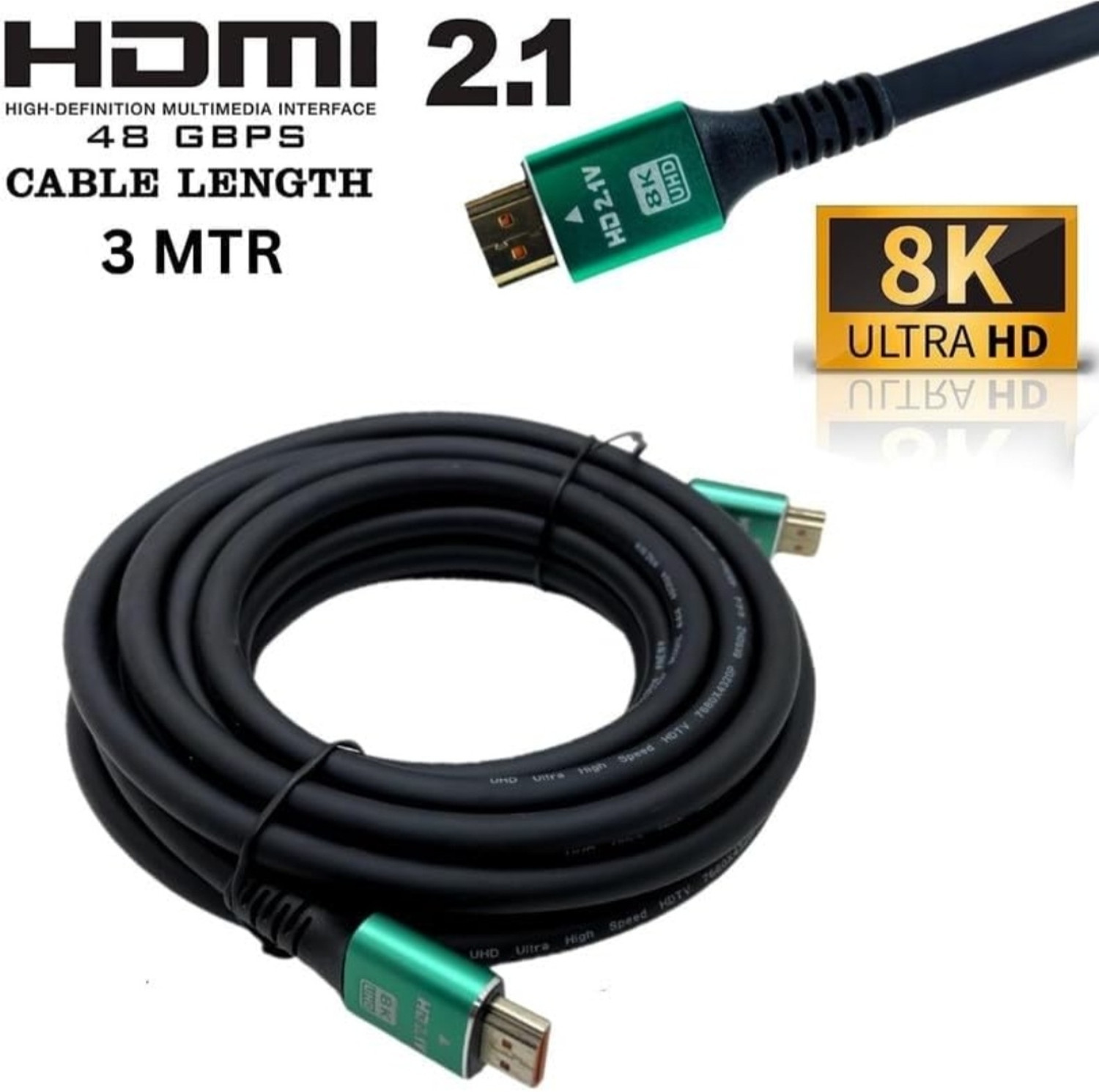 Image of Care Case HDMI Cable 3 m HDMI 2.1 Cable 3 Meter | 8K /4K Ultra High-Speed HDMI Cord 48Gbps 1ms | 8K@60Hz 4K@120Hz HDR10+ ARC eARC DTS:X
