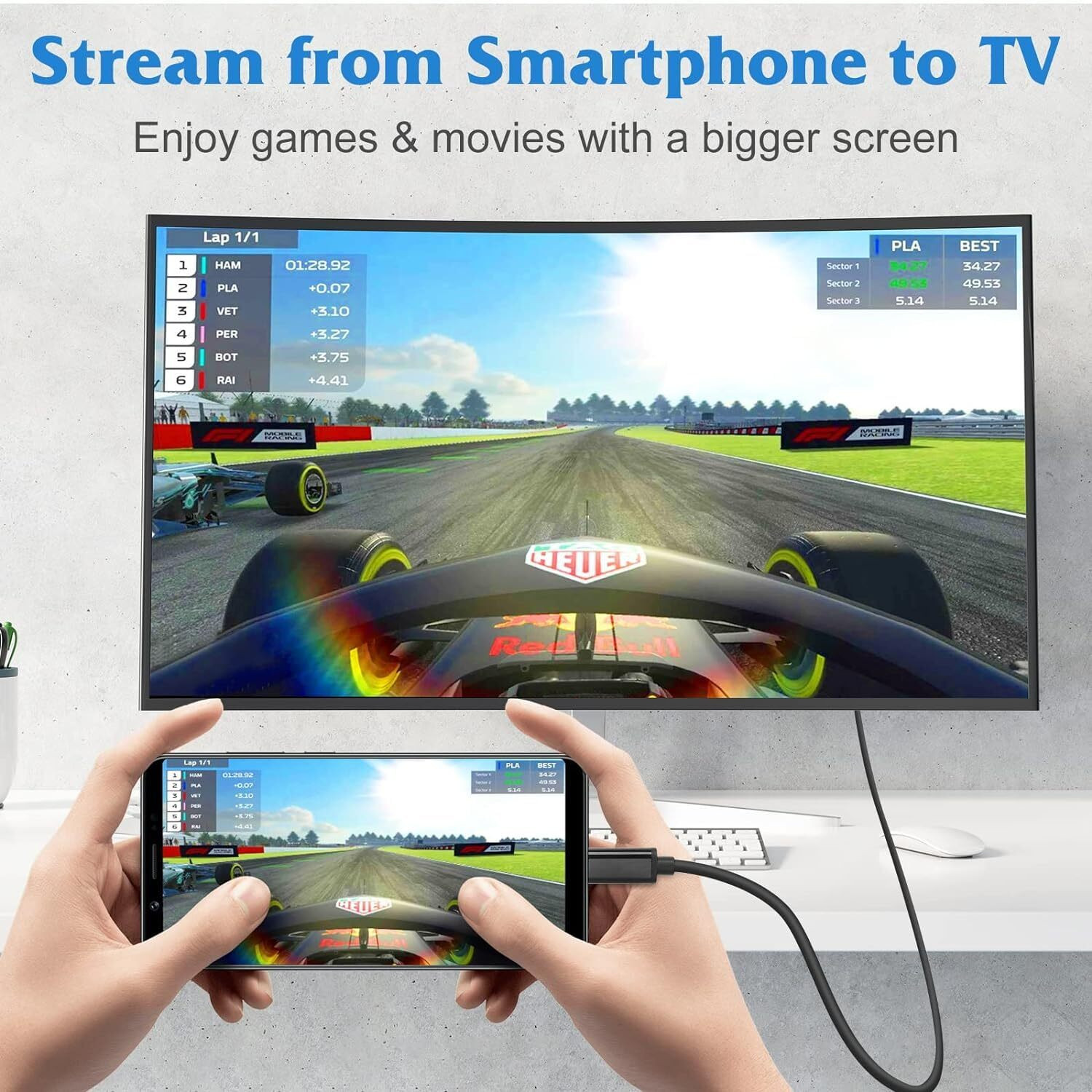 Image of sounce HDMI Cable 1.8 m USB Type C to HDMI Cable with 4K@60Hz, 2K@144Hz Resolution, 48Gbps Ultra High Speed Cord