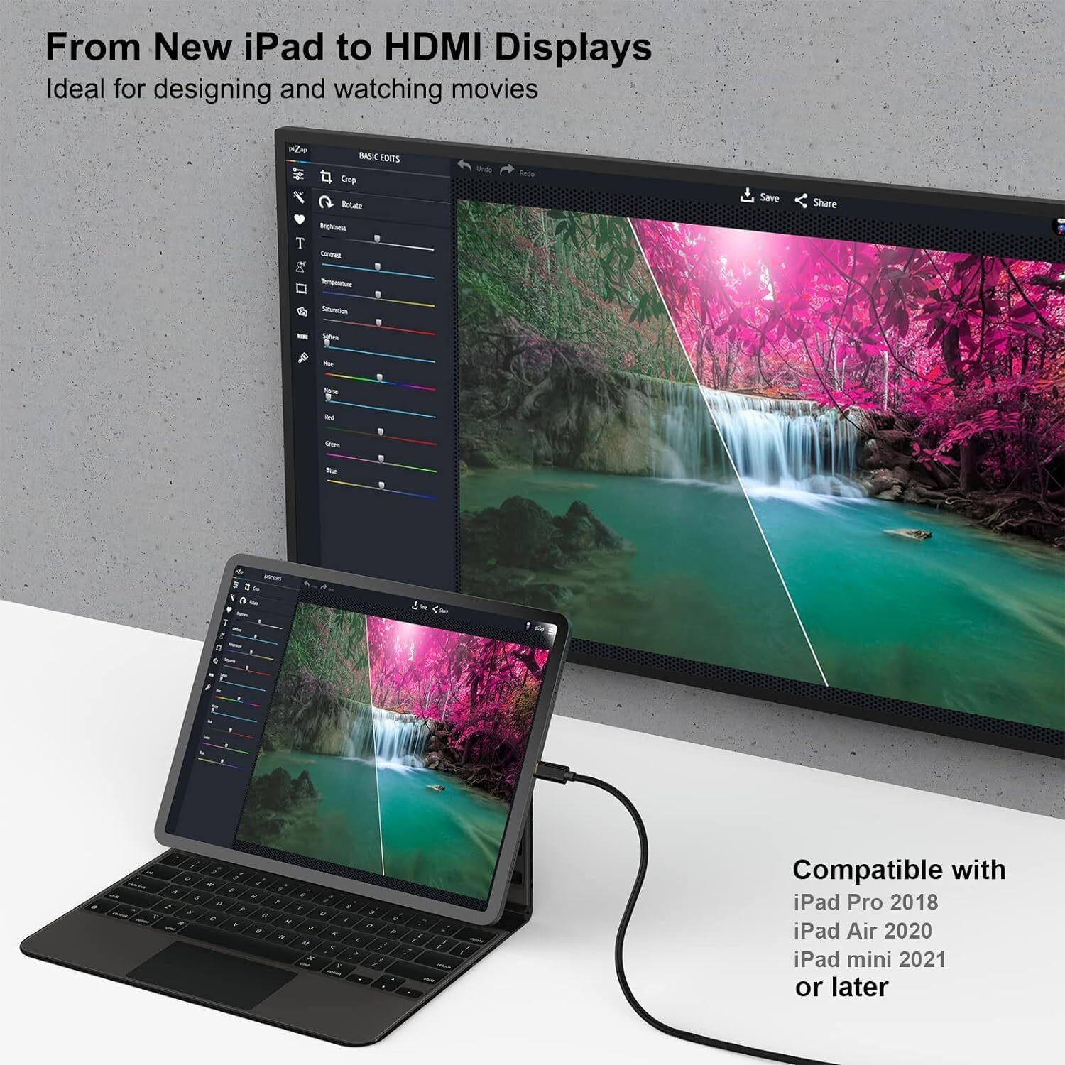 Image of sounce HDMI Cable 1.8 m USB Type C to HDMI Cable with 4K@60Hz, 2K@144Hz Resolution, 48Gbps Ultra High Speed Cord