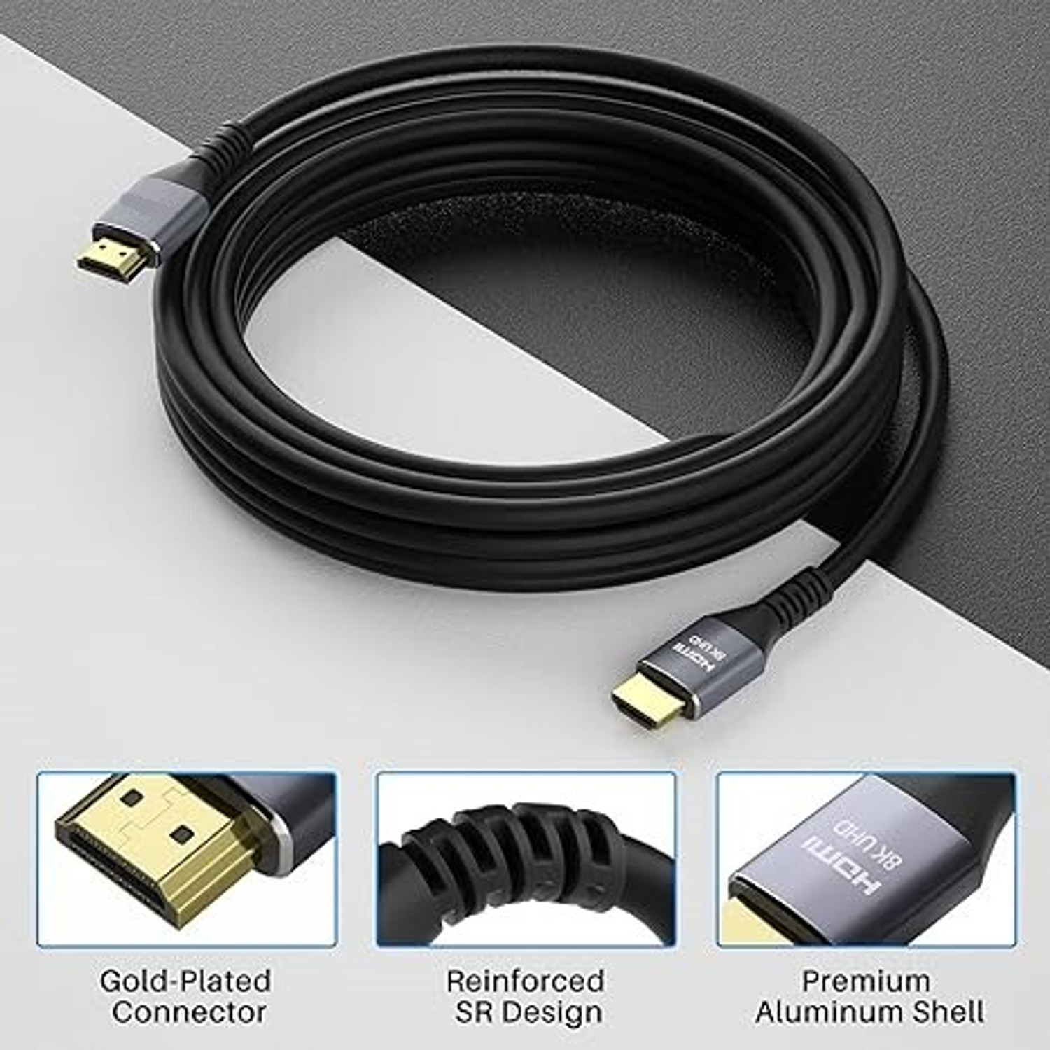 Image of HITRIME TV-out Cable HDMI Cable 2.1 with eARC & CEC, 8K @ 60Hz, 4K @ 120Hz, UHD Resolution, 48 Gbps