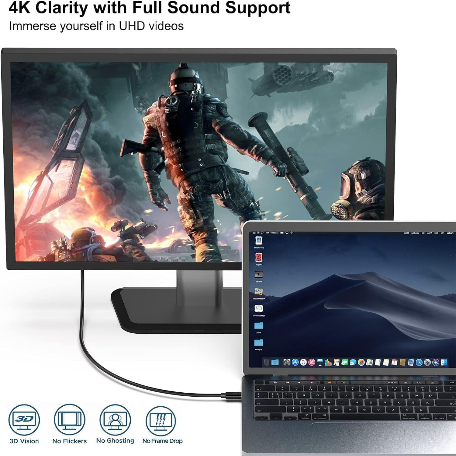 Image of sounce HDMI Cable 1.8 m USB Type C to HDMI Cable with 4K@60Hz, 2K@144Hz Resolution, 48Gbps Ultra High Speed Cord