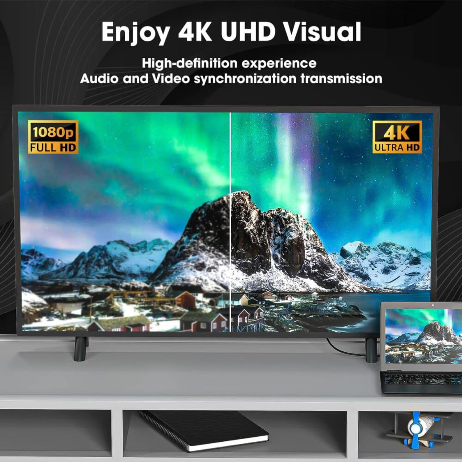 Image of Maizic Smarthome HDMI Cable 10 m Metal Braided 10m High-Speed HDMI 2.0 Cable | 4K UHD 60Hz, 18Gbps with Ethernet (Compatible with HDTV, Game Box, Projectors, Black, Yellow, One Cable, HDMI To HDMI)