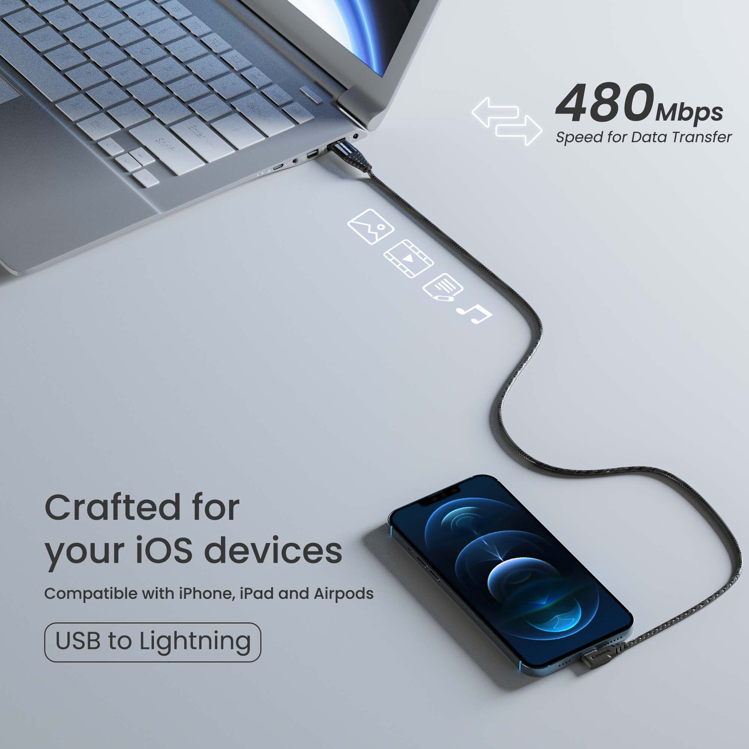Image of Ambrane Lightning Cable 2 A 1.25 m ABLL-125