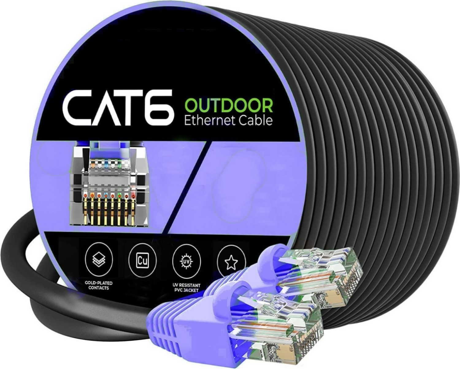 Image of Sadow LAN Cable 10 m 10 Meter Cat6 RJ45 Ethernet Cable Solid Wire Internet Cable with Unshielded Twisted Pair (UTP) Upto 550MHZ (Black)