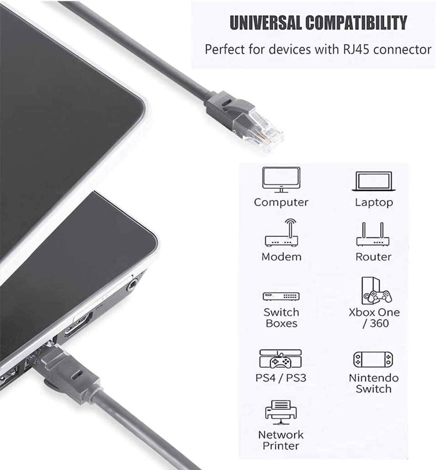Image of Sadow TV-out Cable 10 Meter CAT 6 Ethernet Cable Lan Network CAT6 Internet Modem