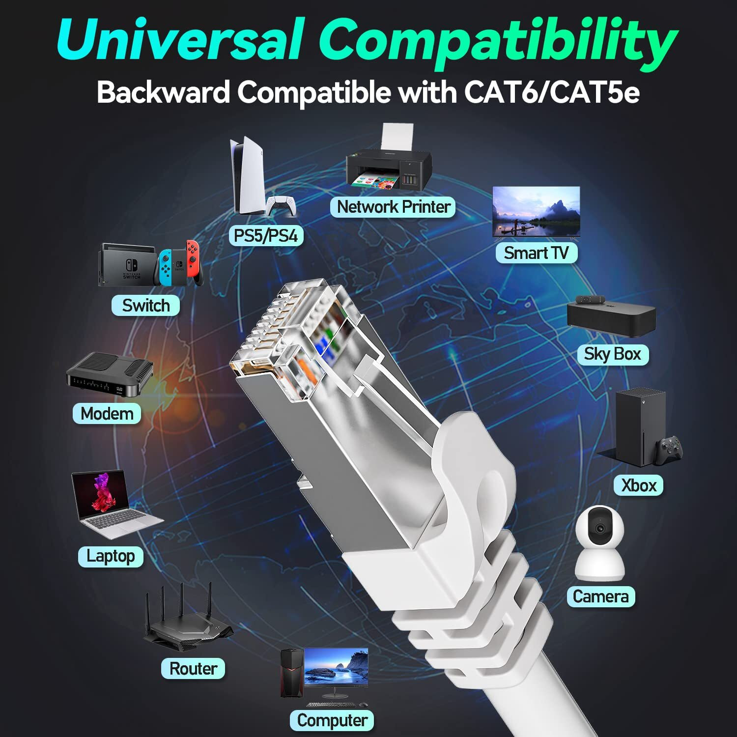 Image of Sadow LAN Cable 40 m 40 Meter Cat 6 Outdoor Ethernet Cable Internet LAN Cable RJ45 Patch Cord