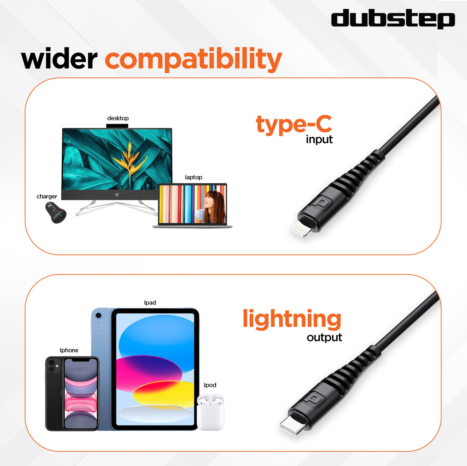 Image of Dubstep Lightning Cable 1 m Blaze Stellar 33W Type-C To Type-L Fast Data Charging Cable