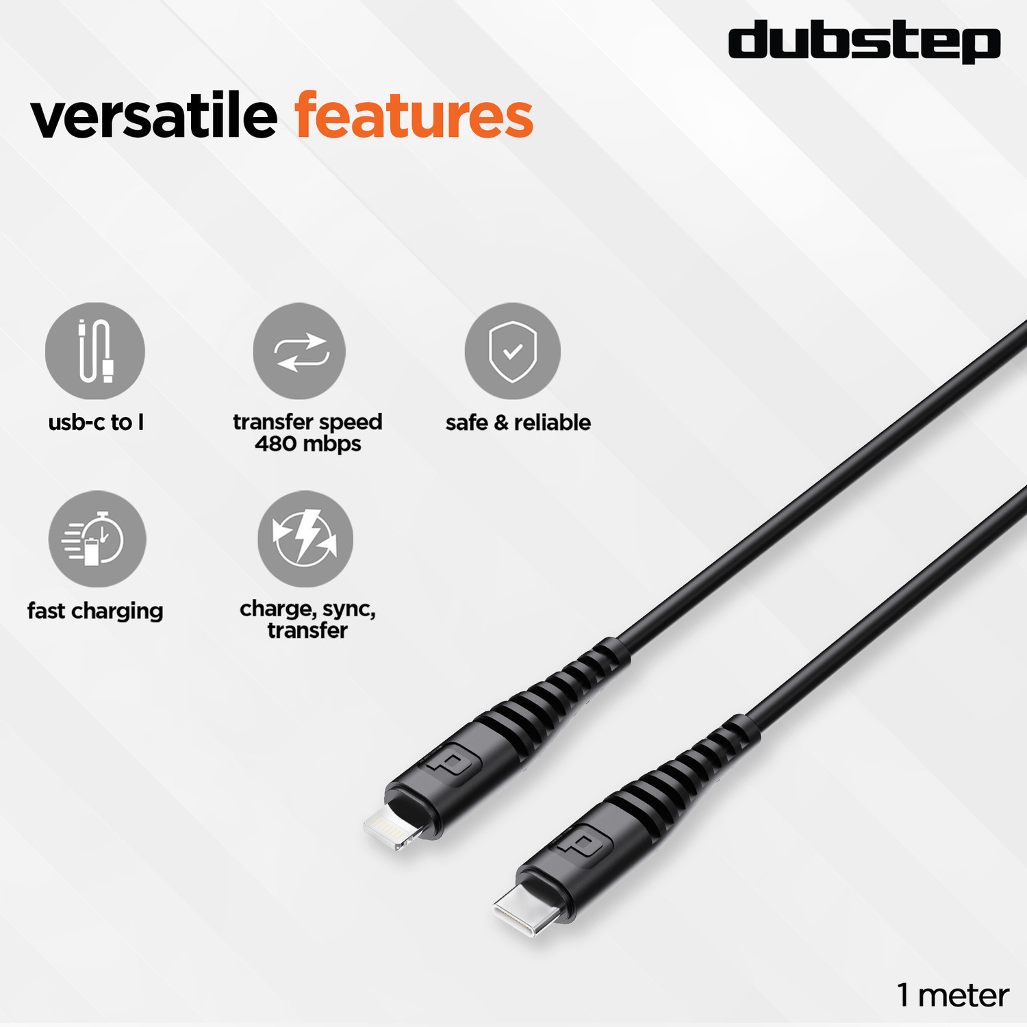 Image of Dubstep Lightning Cable 1 m Blaze Stellar 33W Type-C To Type-L Fast Data Charging Cable