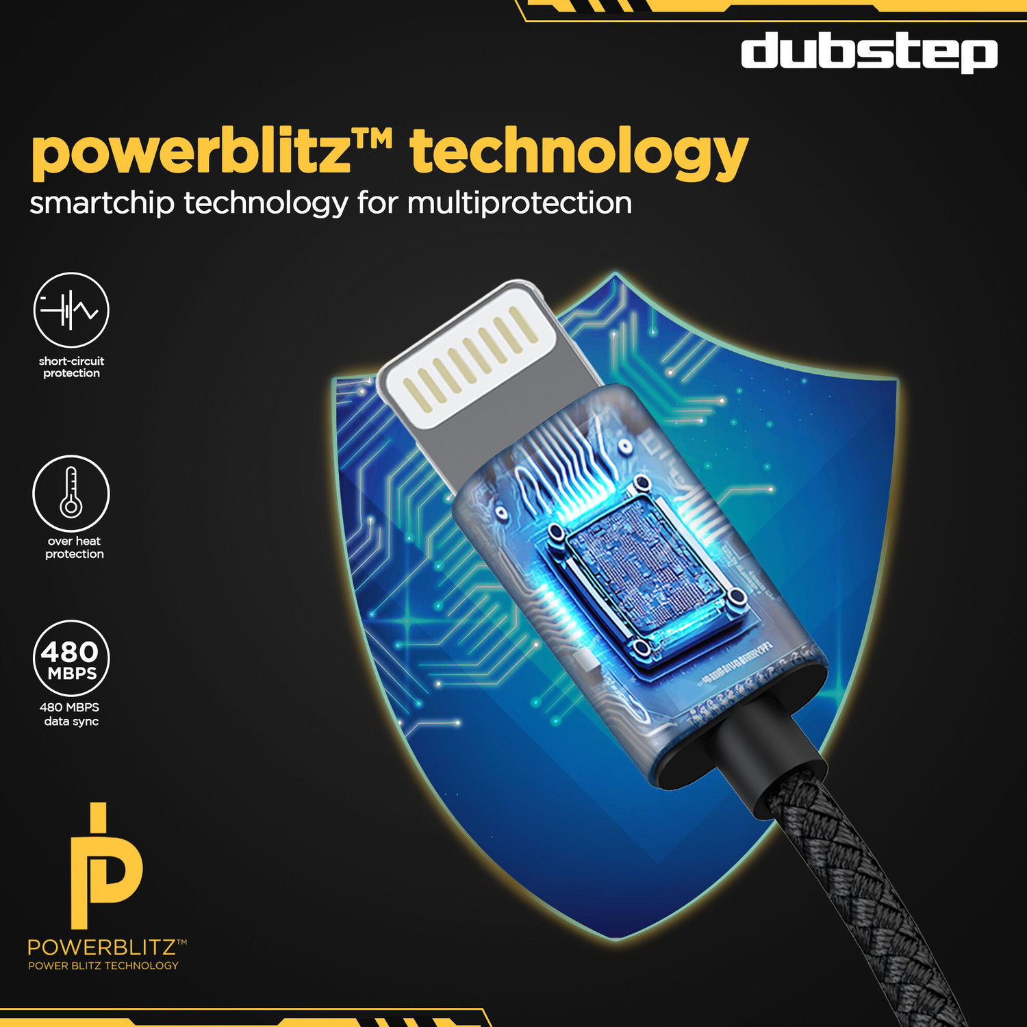 Image of Dubstep Lightning Cable 1.25 m Blaze Flash 33W Type-C To Type-L Fast Data Charging Cable