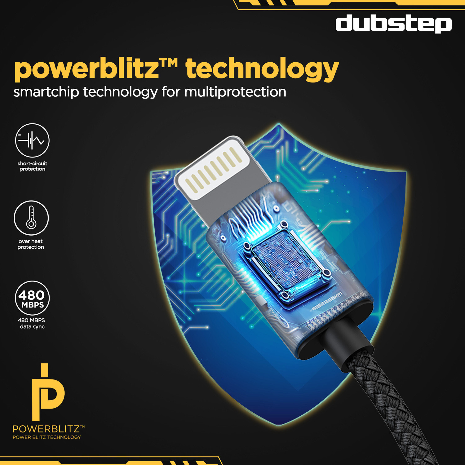 Image of Dubstep Lightning Cable 1.25 m Blaze Flash 20W USB-A To Type-L Fast Data Charging Cable