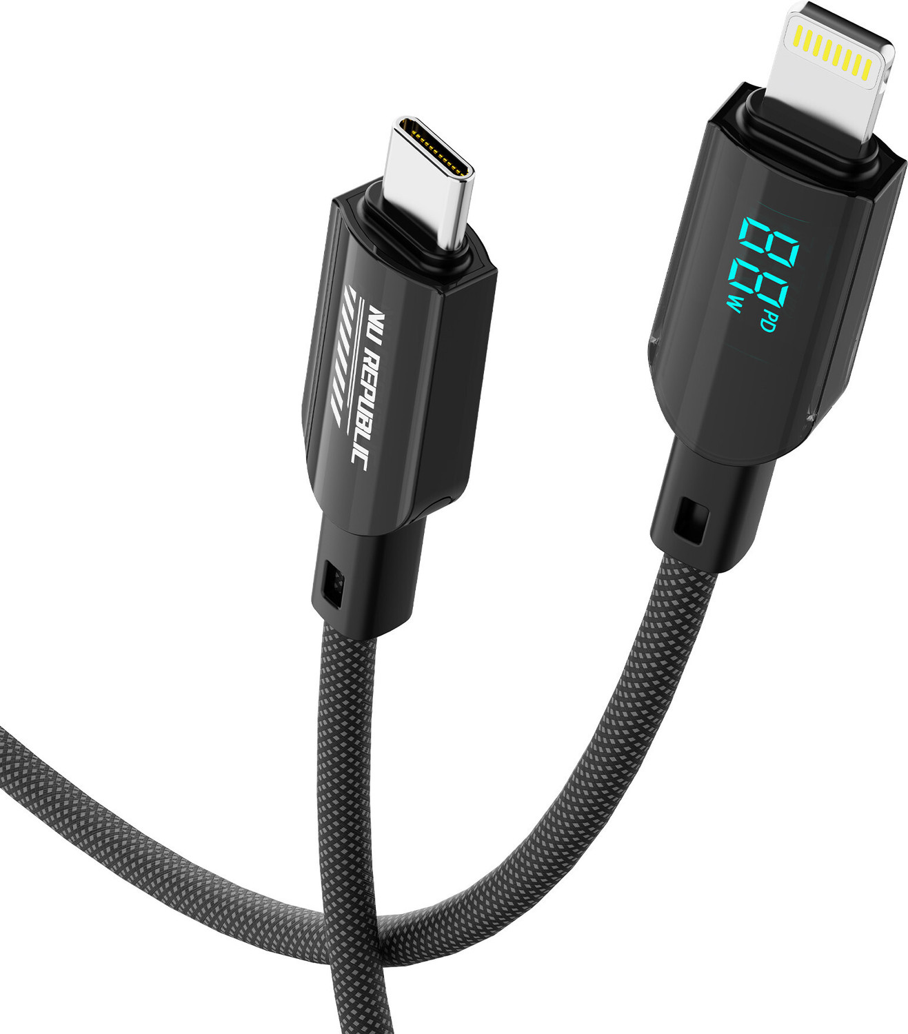 Image of Nu Republic Lightning Cable 1.2 m Blaze Fusion Spot 33W With Led Display Type-C To Type-L Data Charging Cable