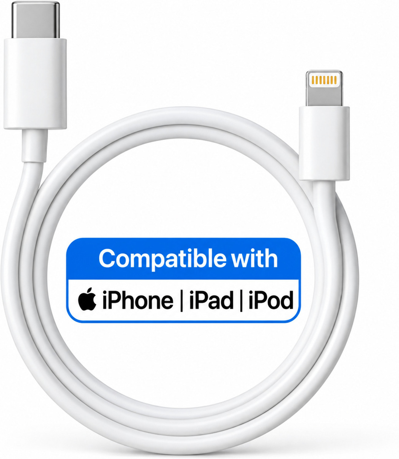 Image of RICHPOLO Lightning Cable 1 m Original Quality 20W USB-C Type C to Lightning Fast Charging Data Cable, Replacement for Apple charger cable (Compatible with iPhone 6 /7 / /8 /X /XS Max /SE /11 /12 /13 /14 Plus, Pro Max, Type C to Lightning cable, White, One Cable, USB Type C To Lightning)