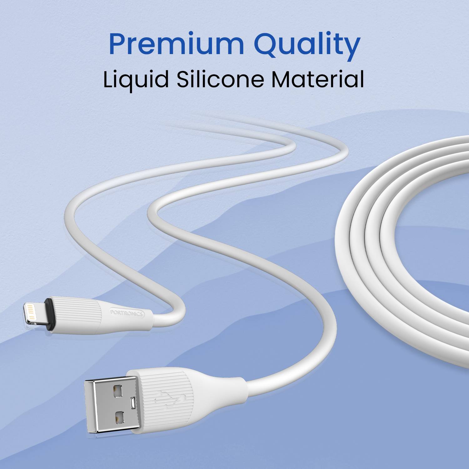 Portronics Silklink - A to L Cable Silicone 1M 3A