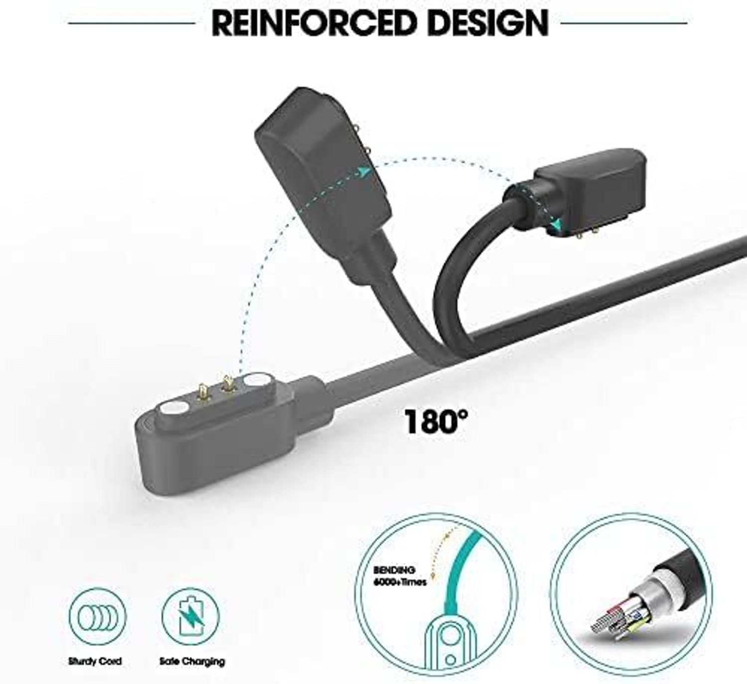 Image of ABHINANDAN USB W26 Cable.compatible with boat.pebble. Watch Charger Magnetic 2 pin Charging Pad
