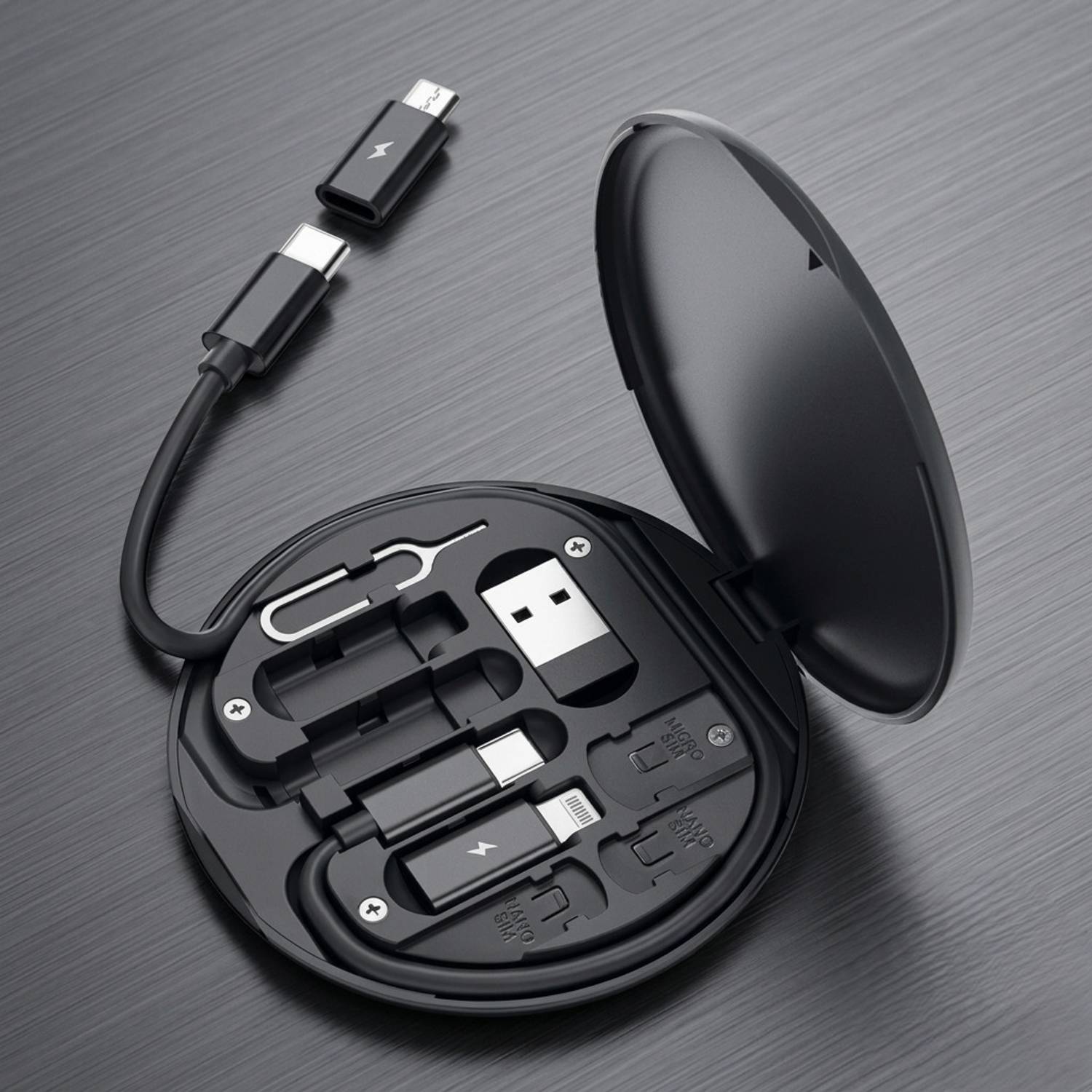 WARRIO Micro USB Cable 1 m All in One 60W Charging Cable Kit with SIM Storage & Multi USB Connectors