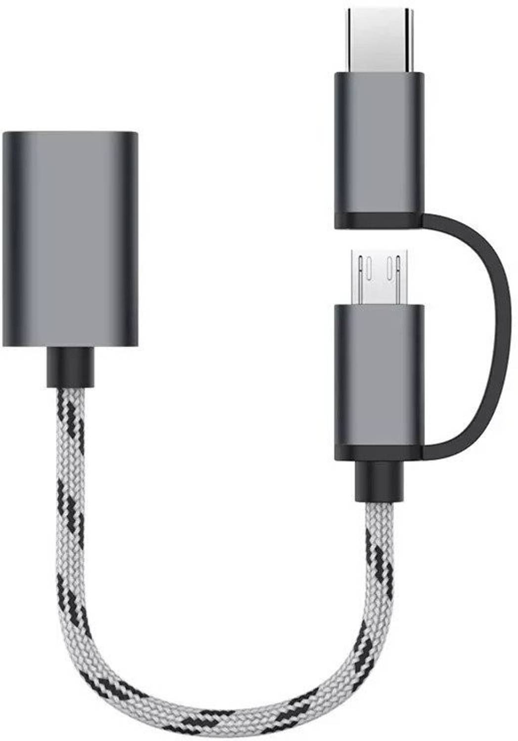 RPMSD 0.15m 2 in 1 Type C & Micro USB to USB Female OTG Cable - Image 1